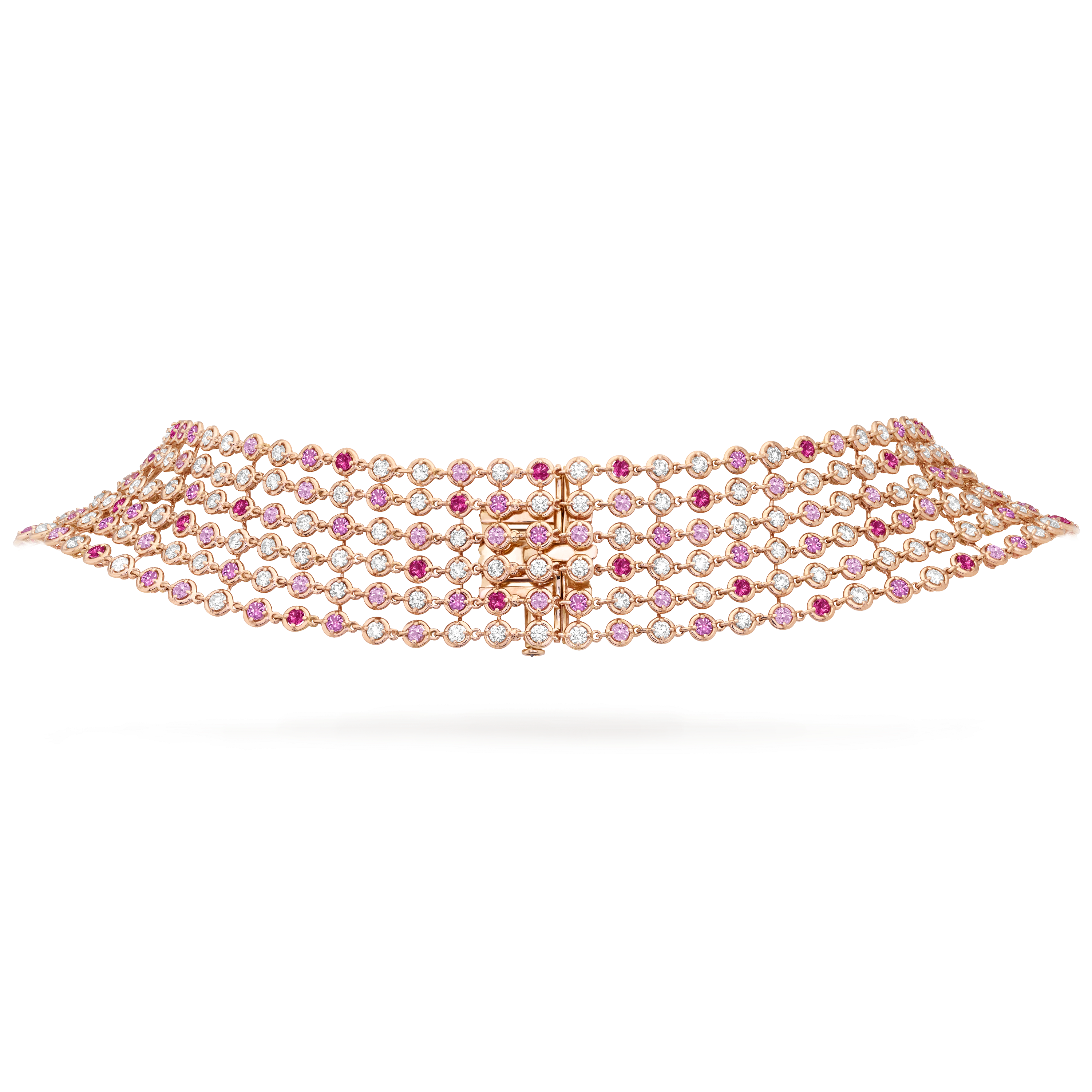 Collier Palmyre, Or rose 750/1000, Diamant:  207 pierres,  21 carats, Saphir:  177 pierres,  22.13 carats, Detail, High Jewelry Necklace - Van Cleef & Arpels