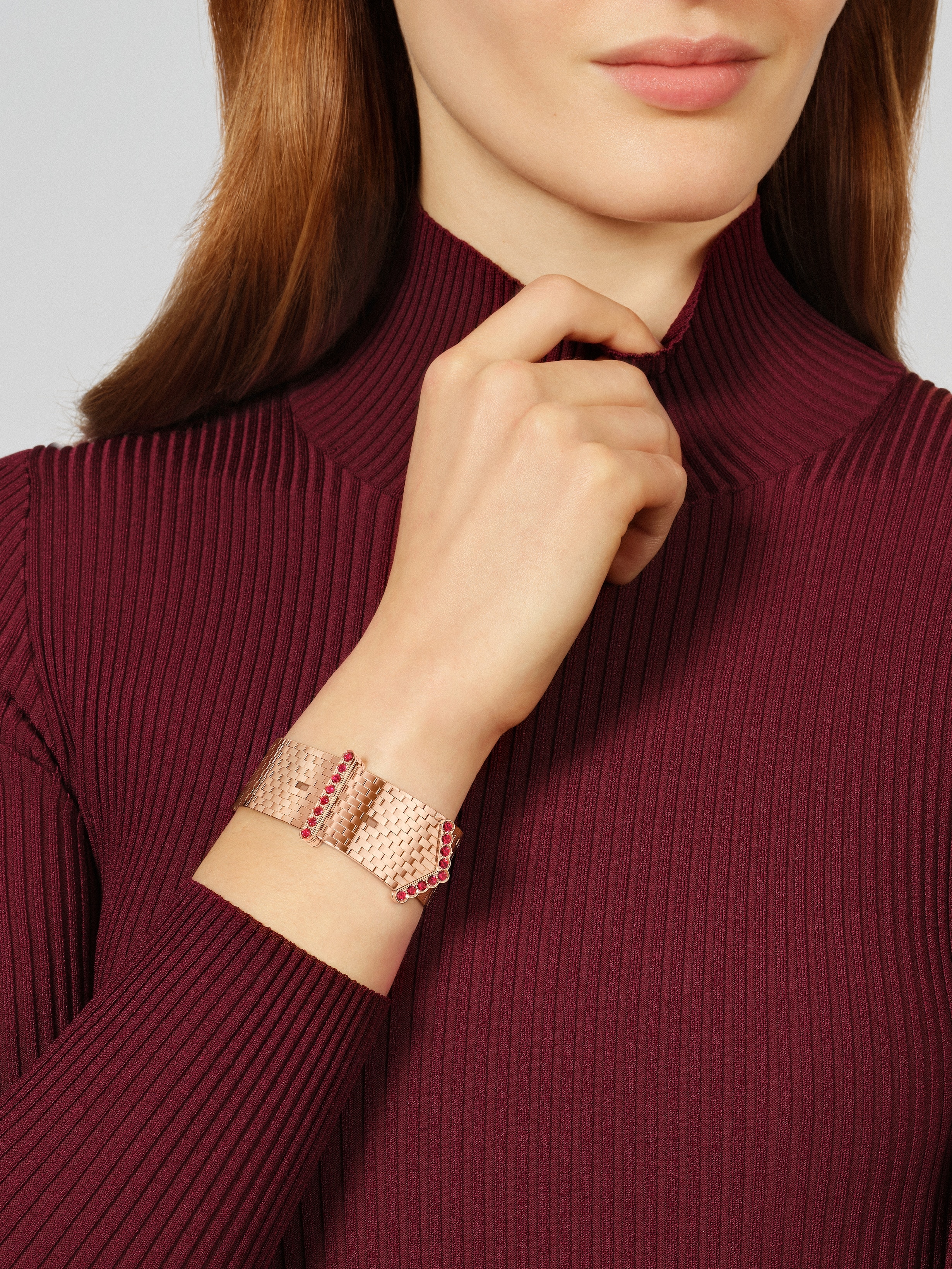 Ludo bracelet, 18K rose gold, Ruby:  17 stones,  2.21 carats, Worn Alternative, High Jewelry Bracelet - Van Cleef & Arpels