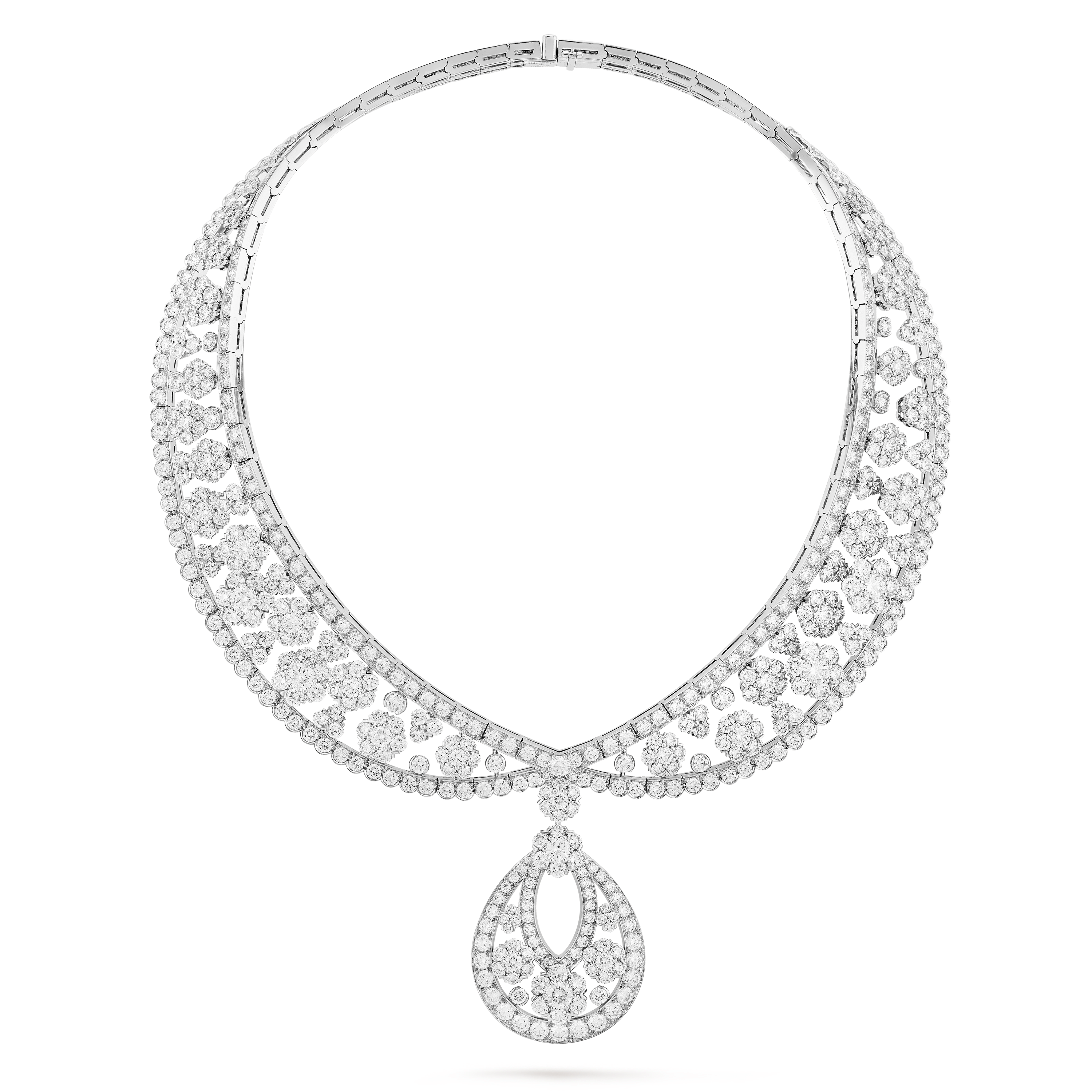 Collana trasformabile Snowflake, Oro bianco 750/1000, Diamante:  619 pietre,  69.73 carati, Detail, High Jewelry Necklace - Van Cleef & Arpels