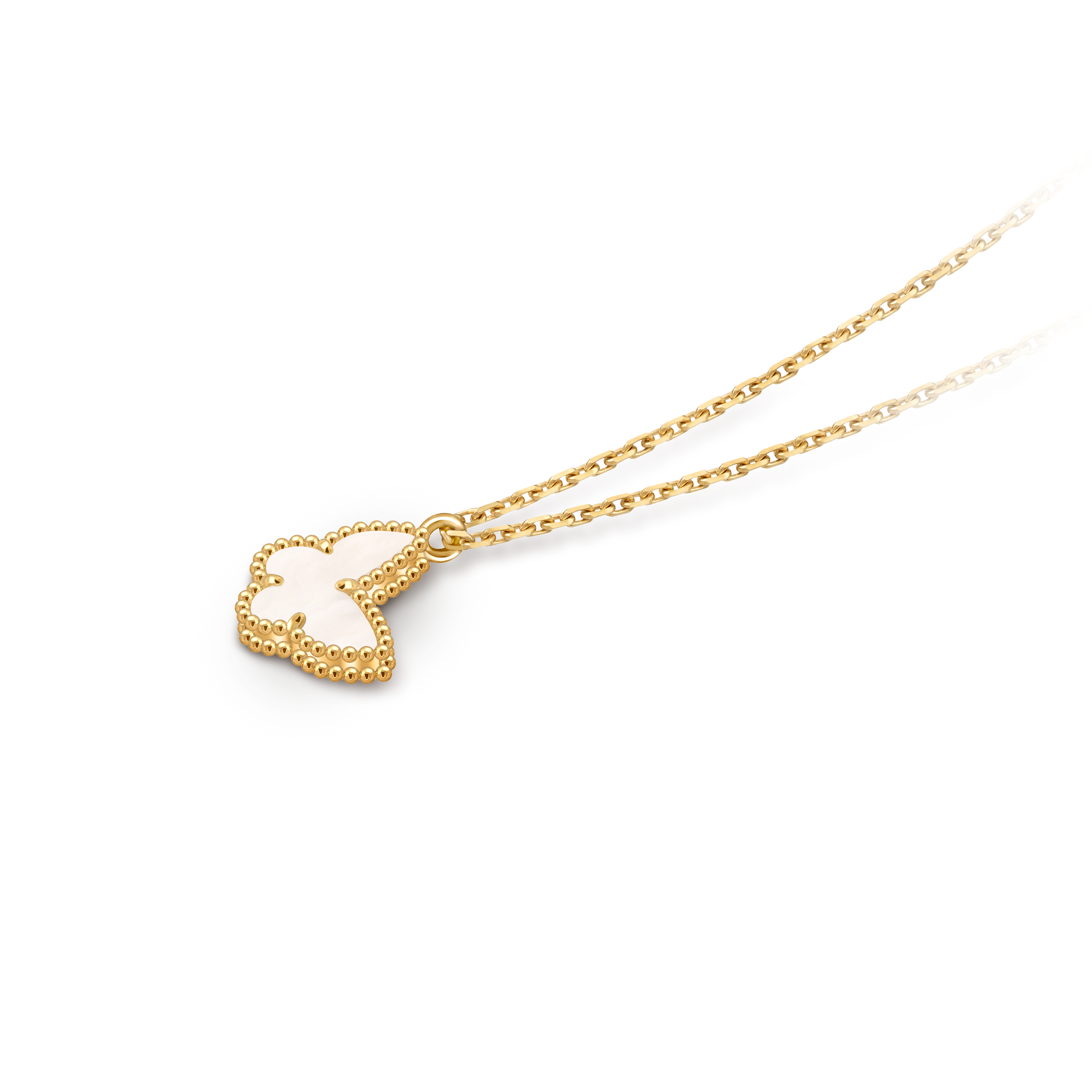 Sweet Butterflies pendant, 18K yellow gold, Mother-of-pearl:  1 stone, Three Fourth, Jewelry Pendent - Van Cleef & Arpels
