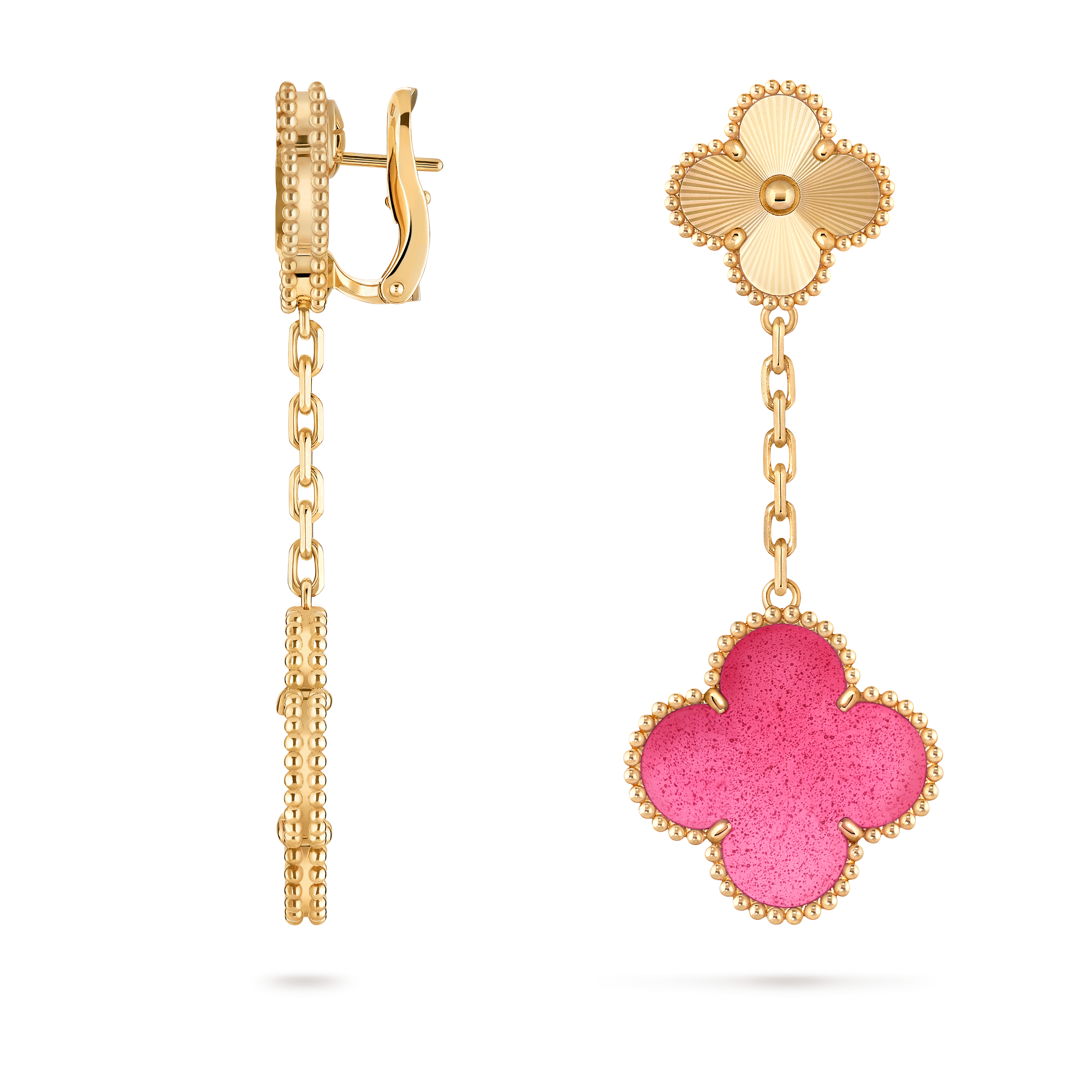 Magic Alhambra earrings, 2 motifs, 18K yellow gold, Profile, Jewelry Earrings - Van Cleef & Arpels
