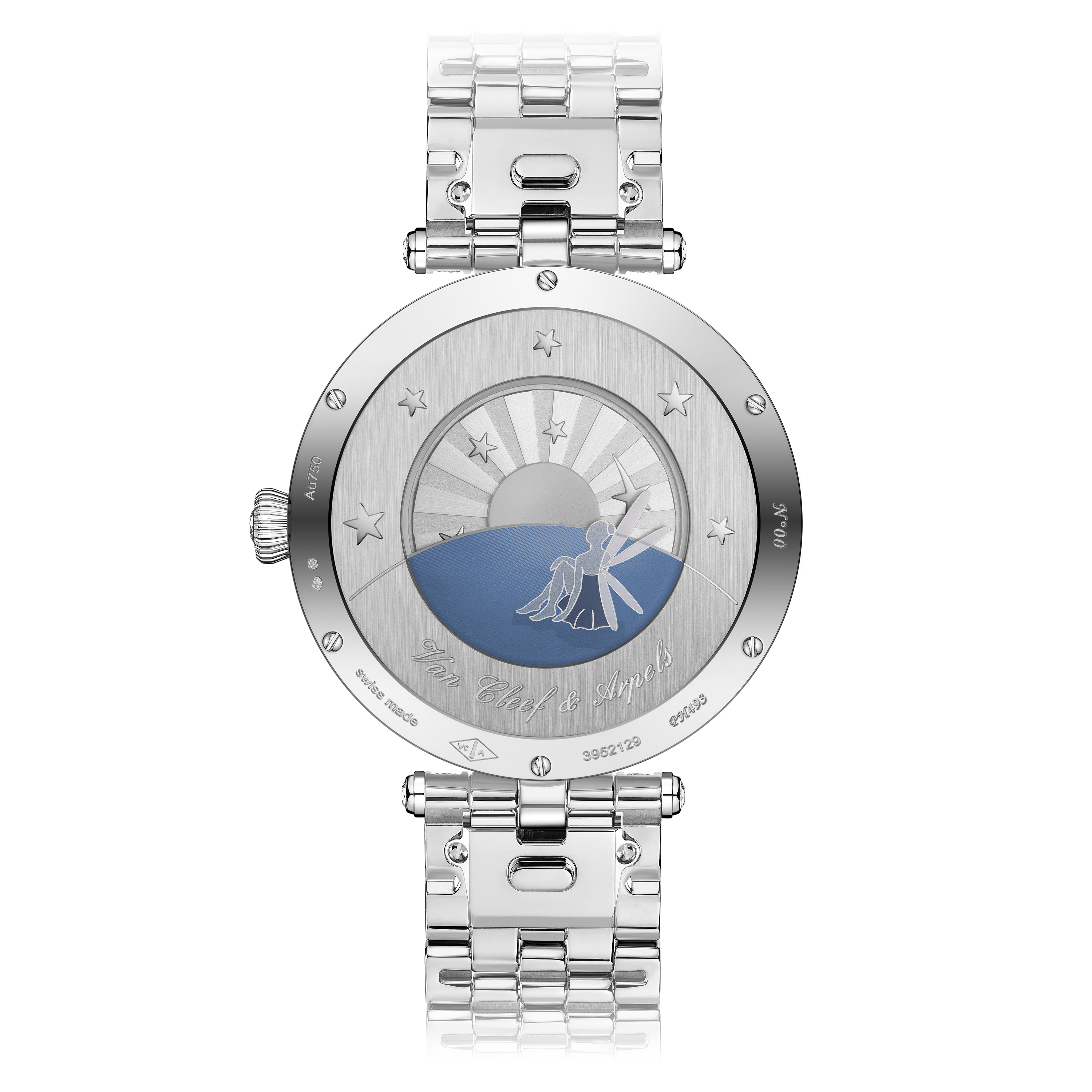 Montre Lady Arpels Jour Nuit, Or blanc 750/1000, Or jaune 750/1000, Aventurine:  1 pierre, Diamant:  640 pierres,  14.57 carats, Nacre:  1 pierre, Saphir:  43 pierres,  0.36 carat, Back, Watch - Van Cleef & Arpels