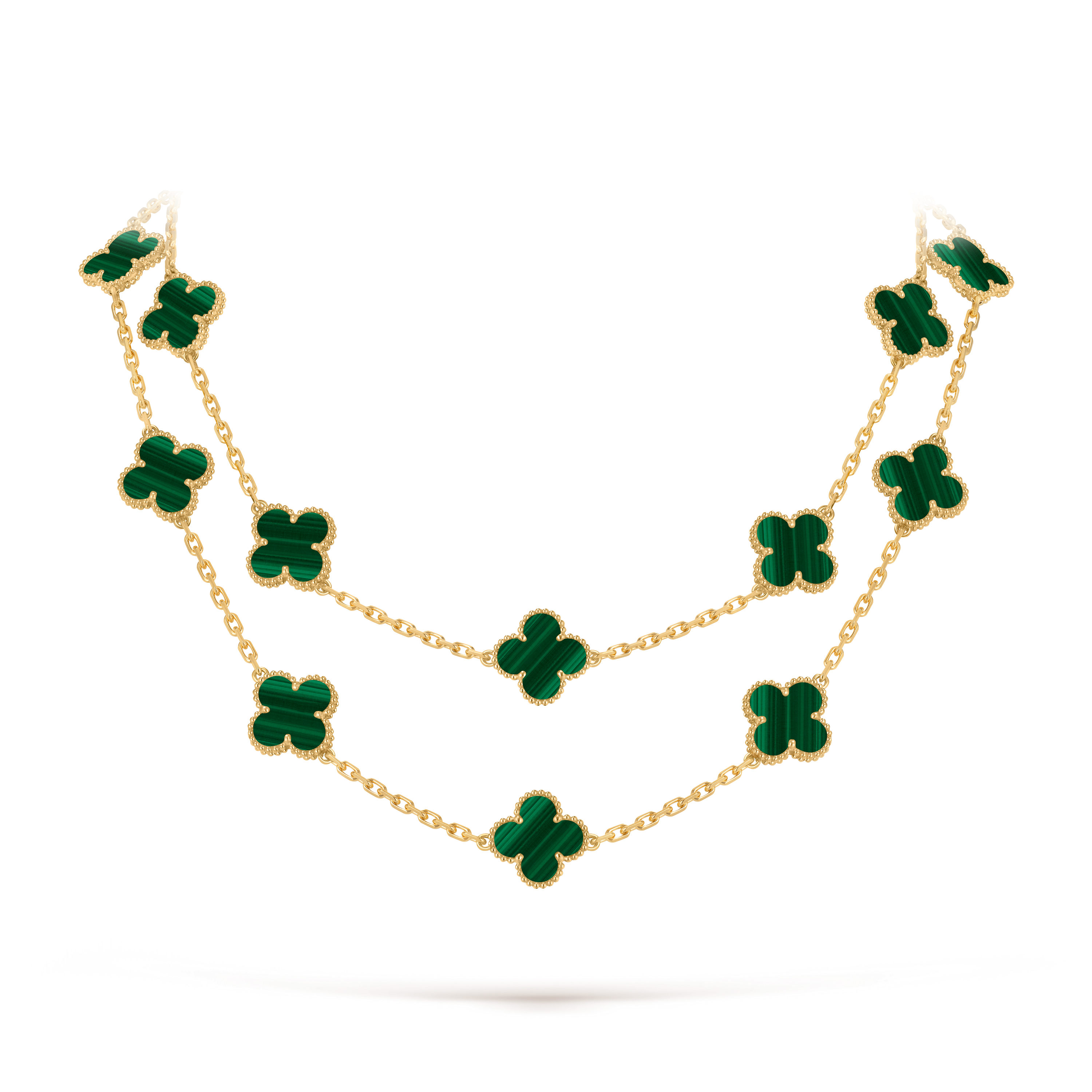 Vintage Alhambra long necklace, 20 motifs 18K yellow gold