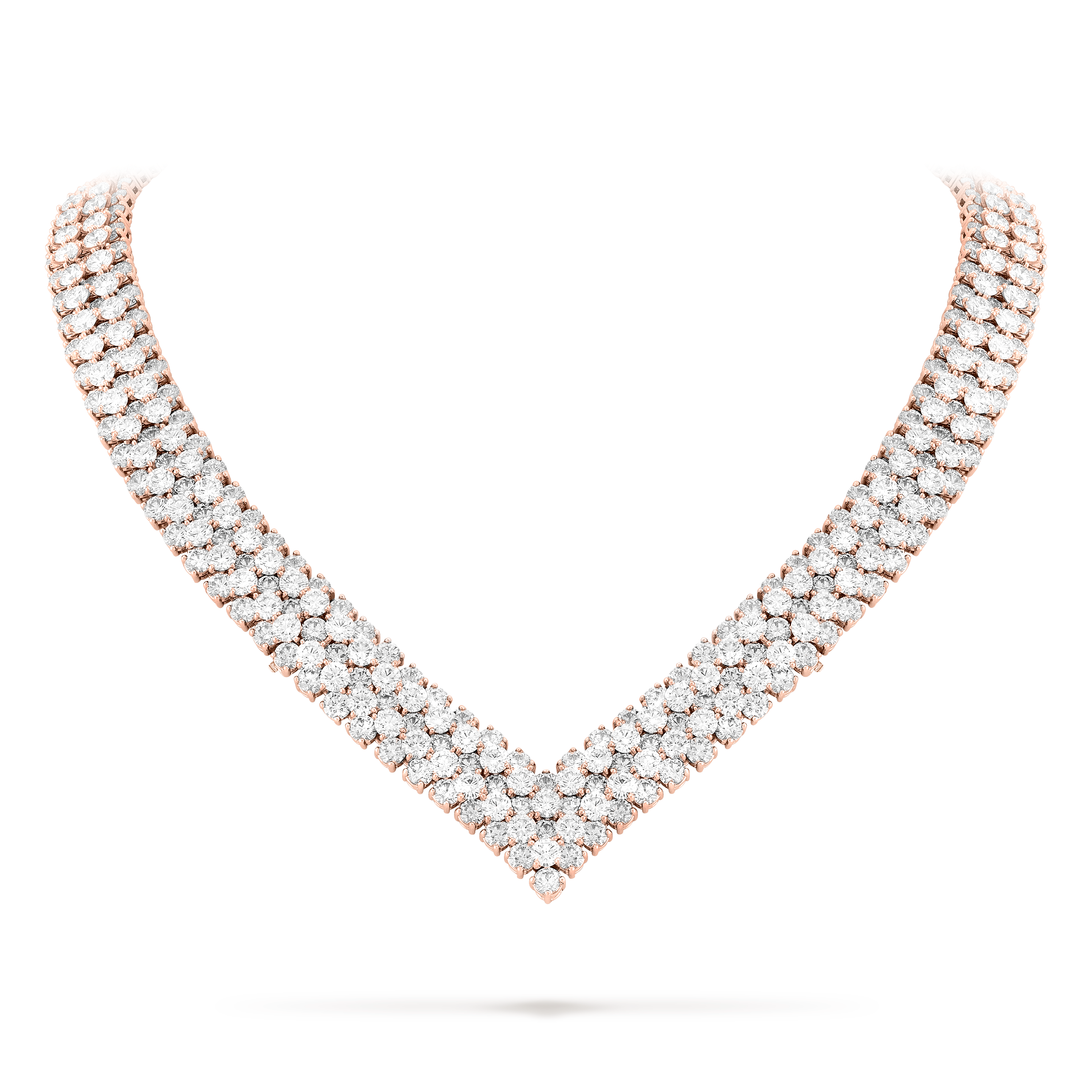 À Cheval 5-row transformable necklace, 18K rose gold, Diamond:  465 stones,  90.1 carats, On Stand, High Jewelry Necklace - Van Cleef & Arpels