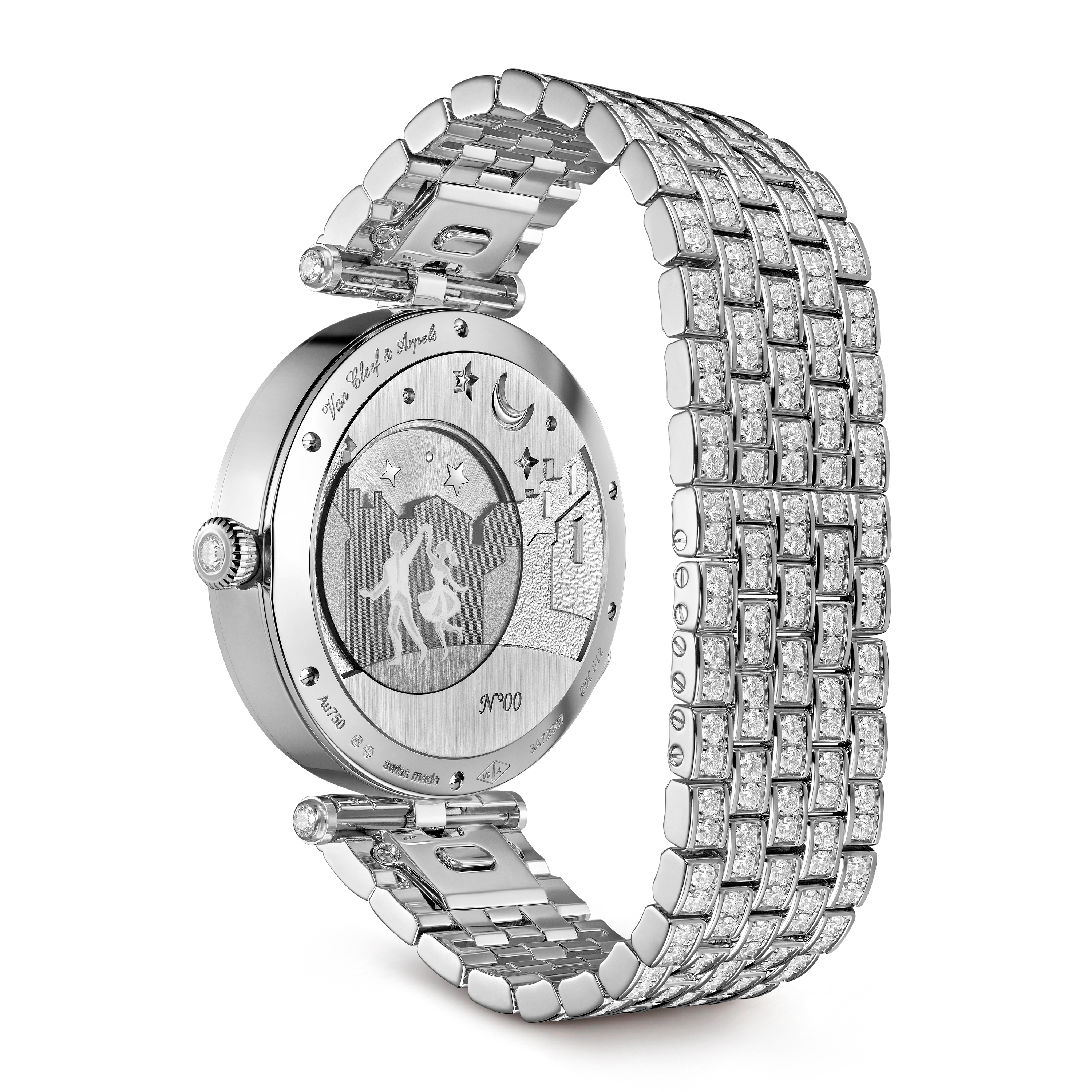 Lady Arpels Bal des Amoureux Automate watch, 18K white gold, Diamond:  388 stones,  12.41 carats, Profile, Watch - Van Cleef & Arpels