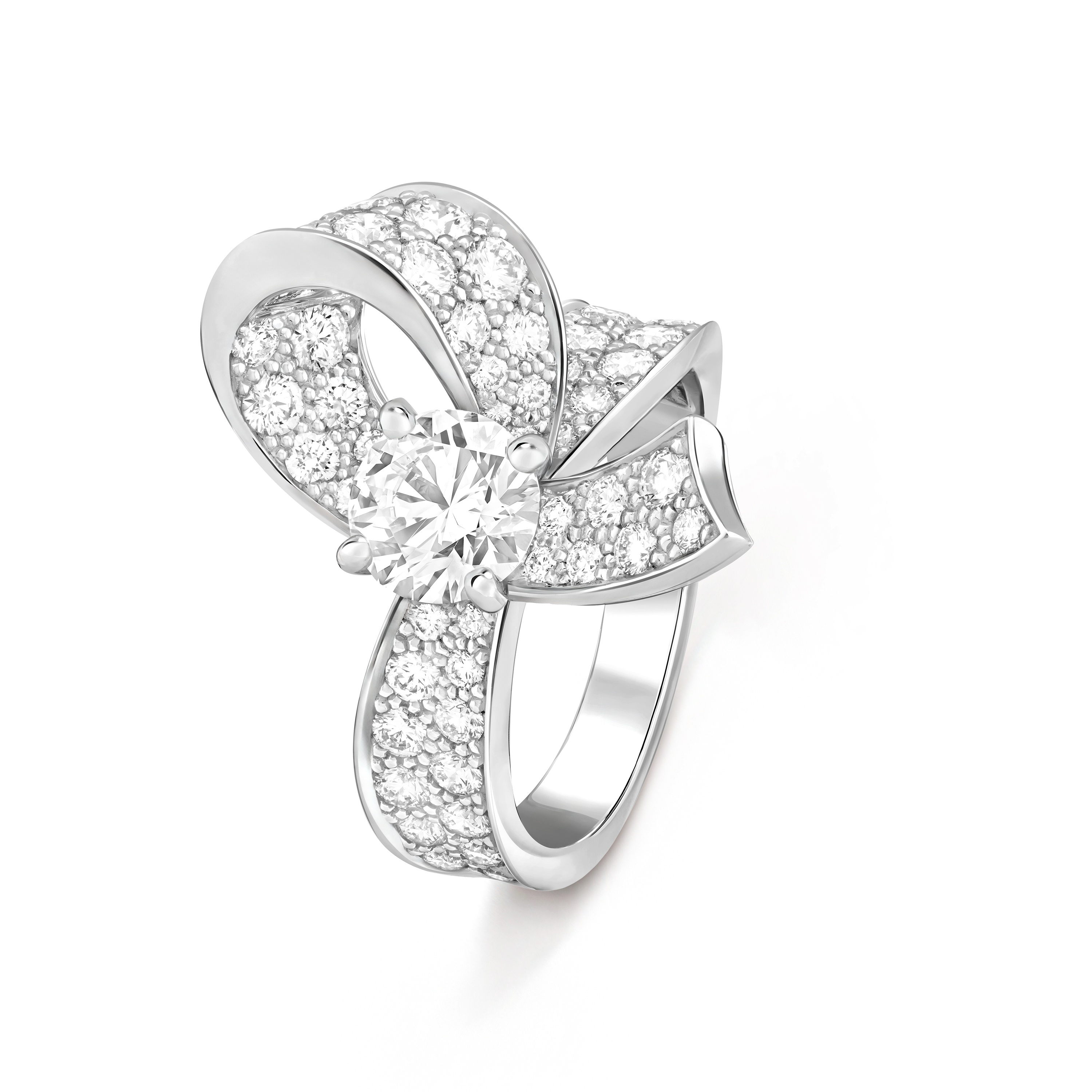 Boucle solitaire 1.00 carat DIF, Platinum, Diamond:  57 stones,  2.38 carats, Three Fourth, Jewelry Ring - Van Cleef & Arpels