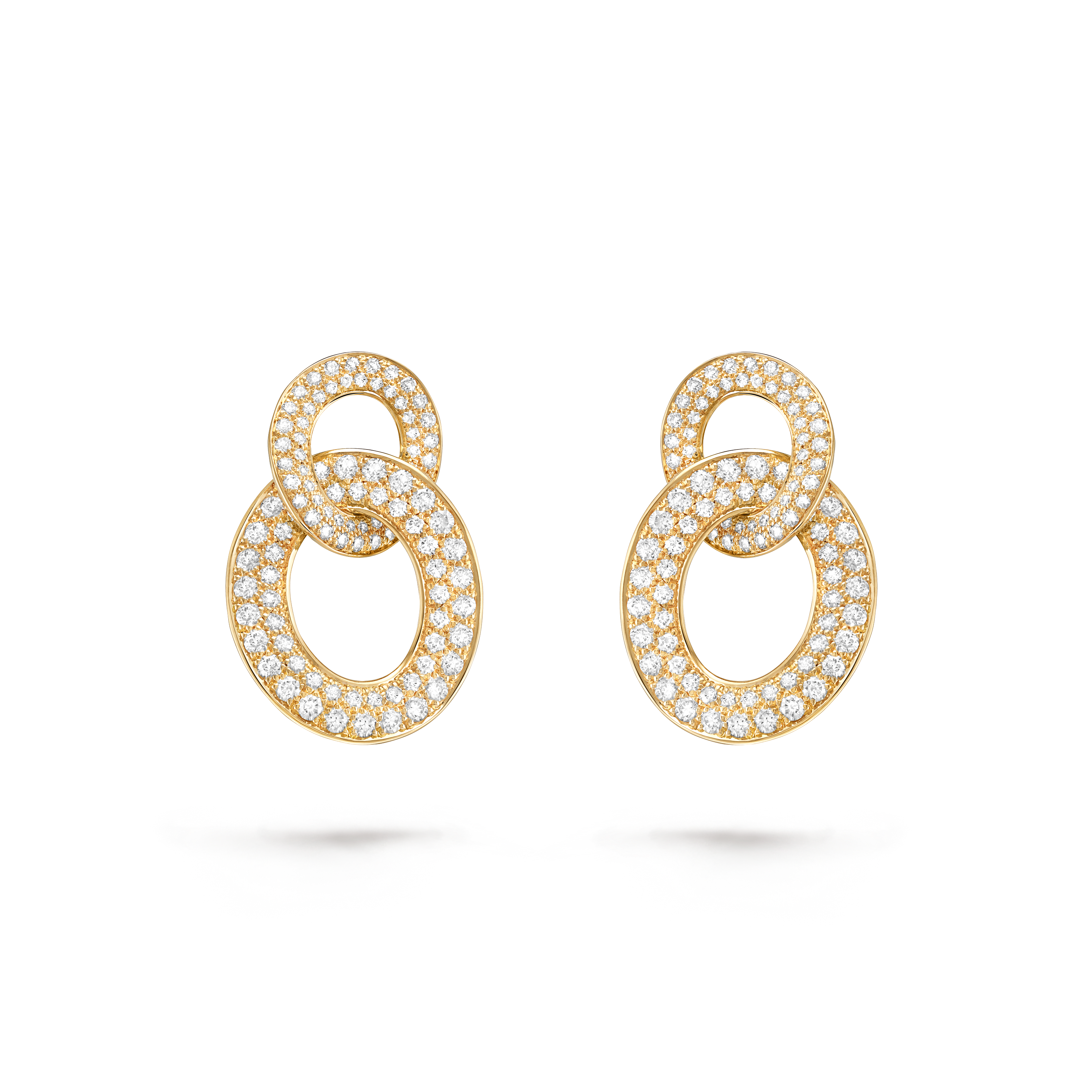 Olympia earrings, 18K yellow gold, Diamond:  208 stones,  4.32 carats, Front, High Jewelry Earrings - Van Cleef & Arpels