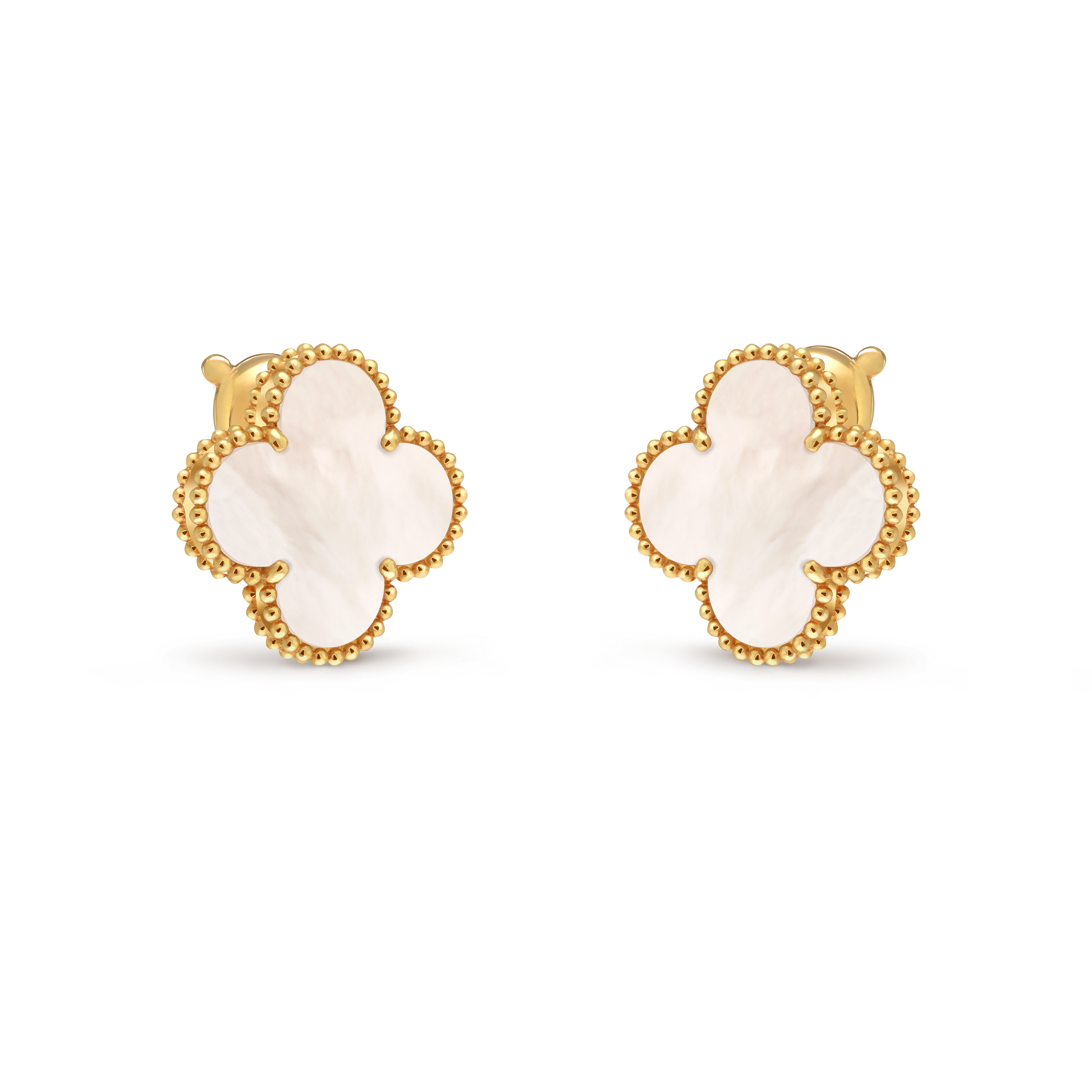 Magic Alhambra耳环, 18K黄金, 珍珠母贝:  2颗, Three Fourth, Jewelry Earrings_梵克雅宝_Van Cleef & Arpels