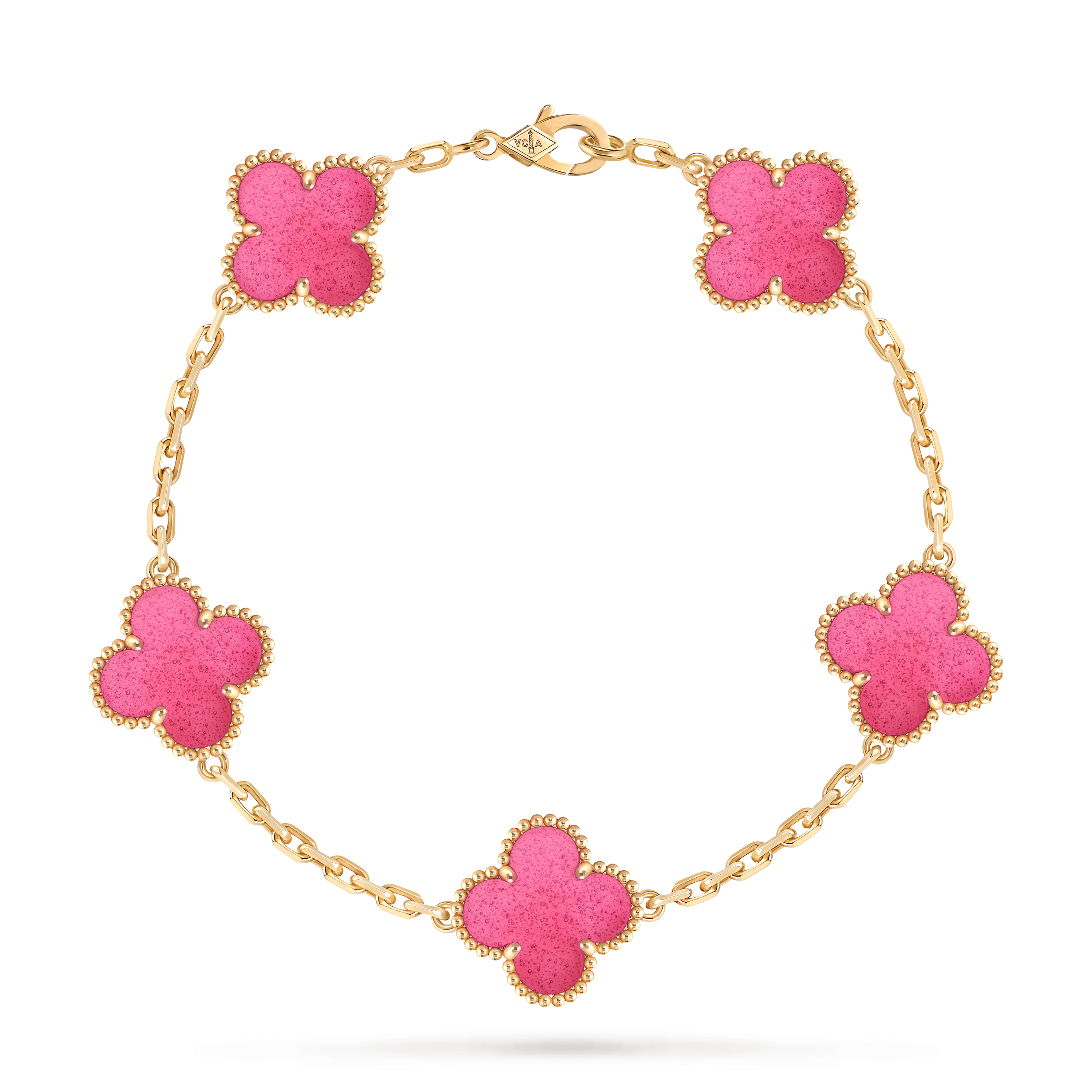 Vintage Alhambra bracelet, 5 motifs, 18K yellow gold, Front, Jewelry Bracelet - Van Cleef & Arpels