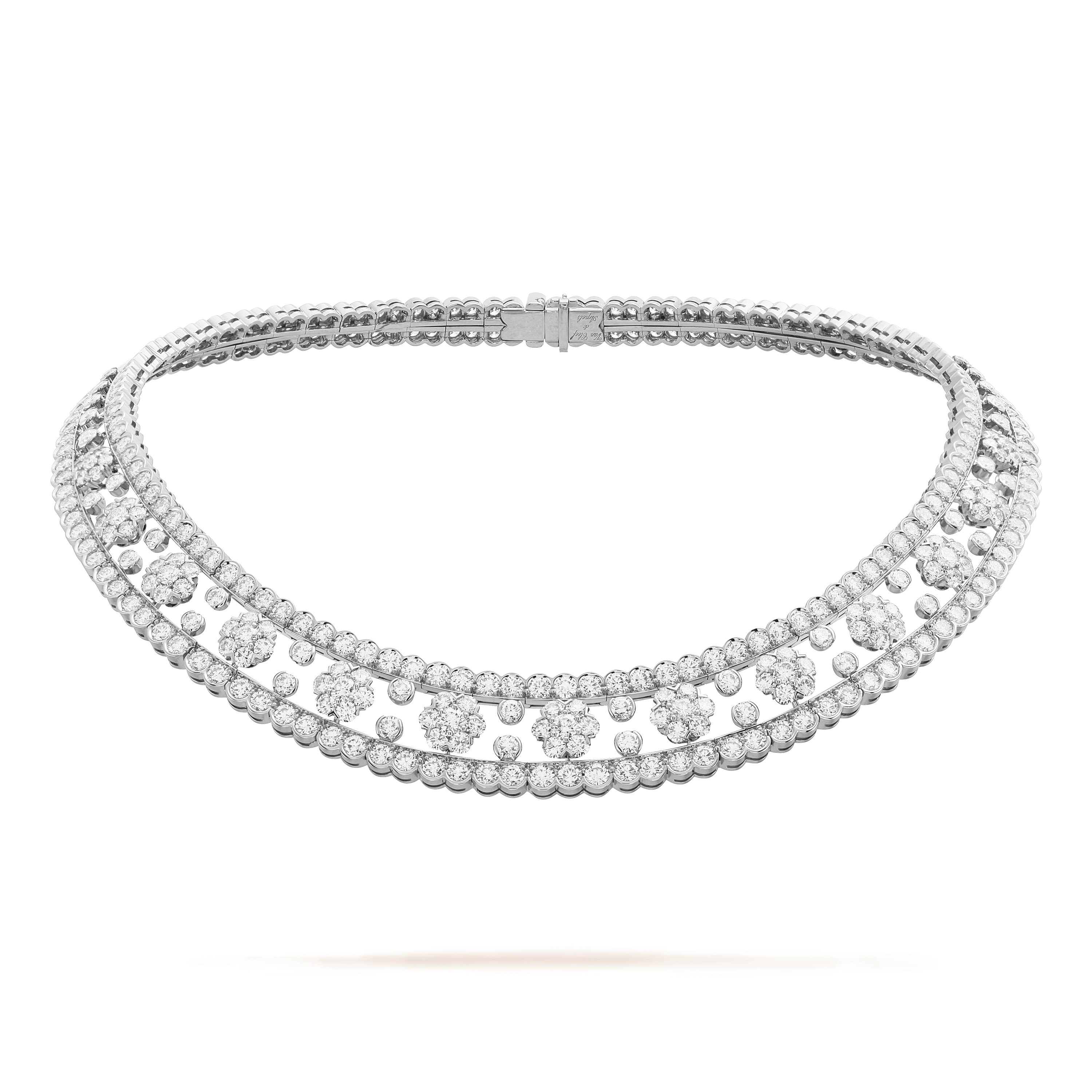 スノーフレイク ネックレス 18K ホワイトゴールド, ダイヤモンド