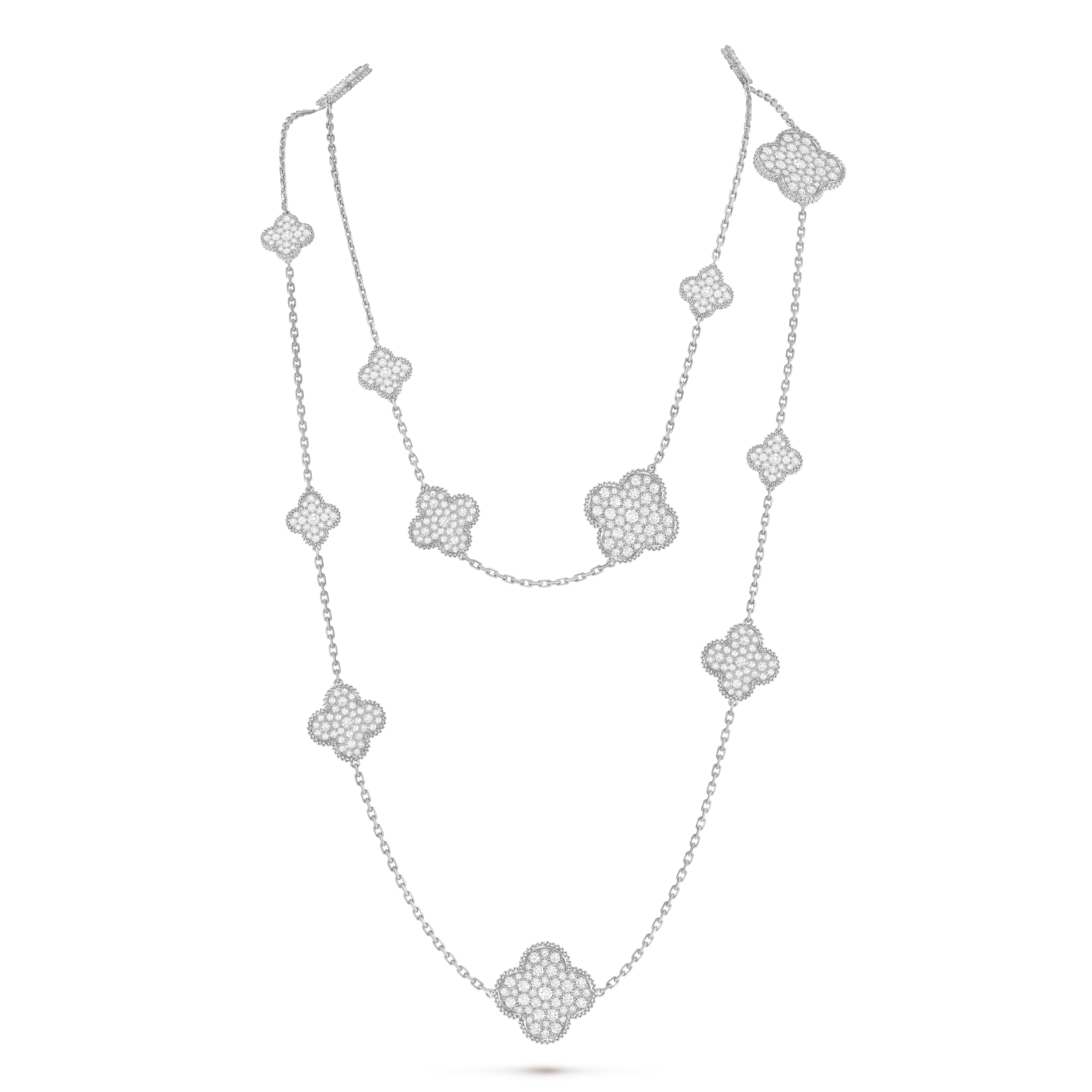 Magic Alhambra长项链,16图案, 18K白金, 钻石:  488颗,  16.92 克拉, Detail, Jewelry Long Necklace_梵克雅宝_Van Cleef & Arpels