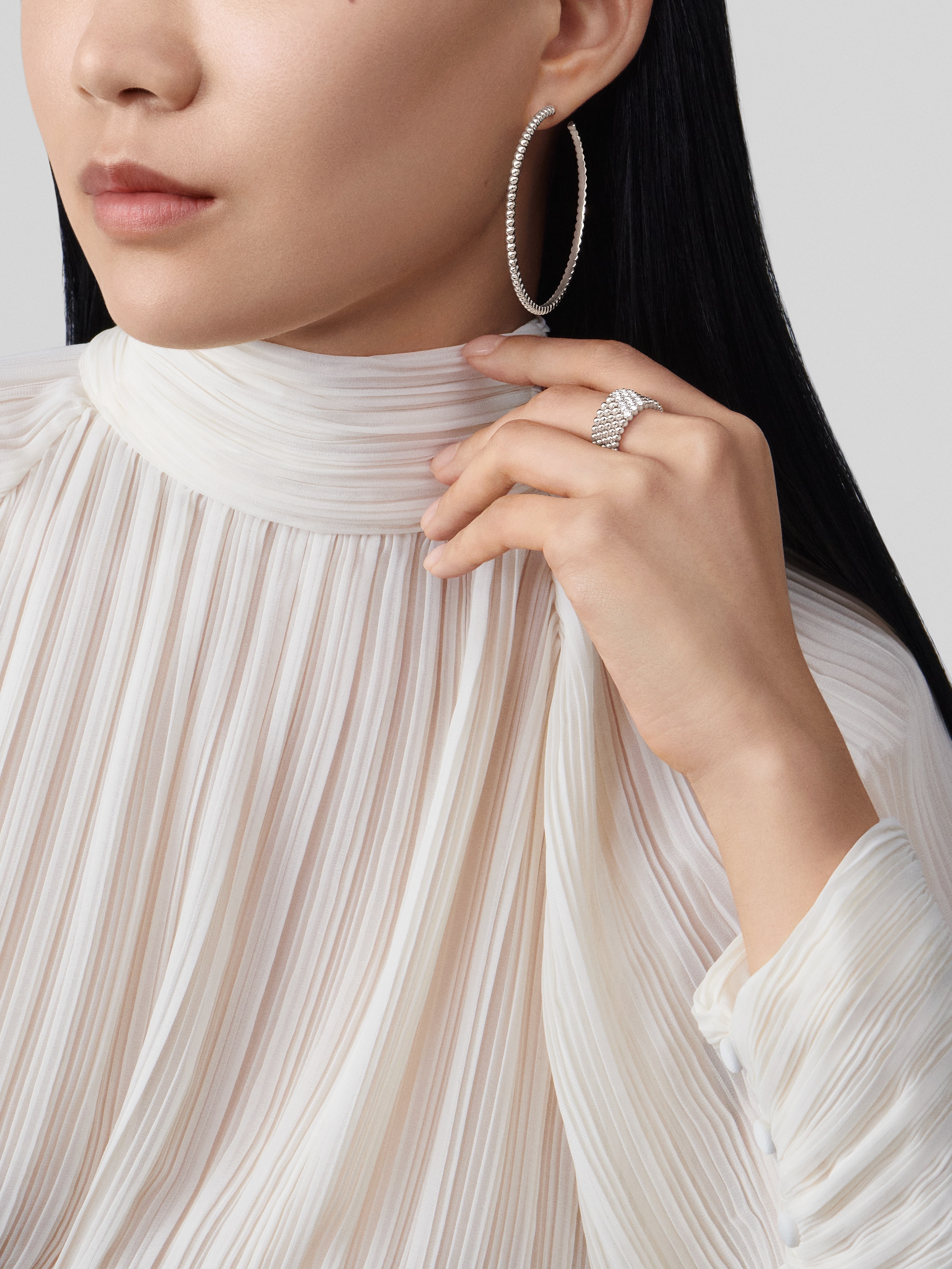 White and sale gold hoop earrings