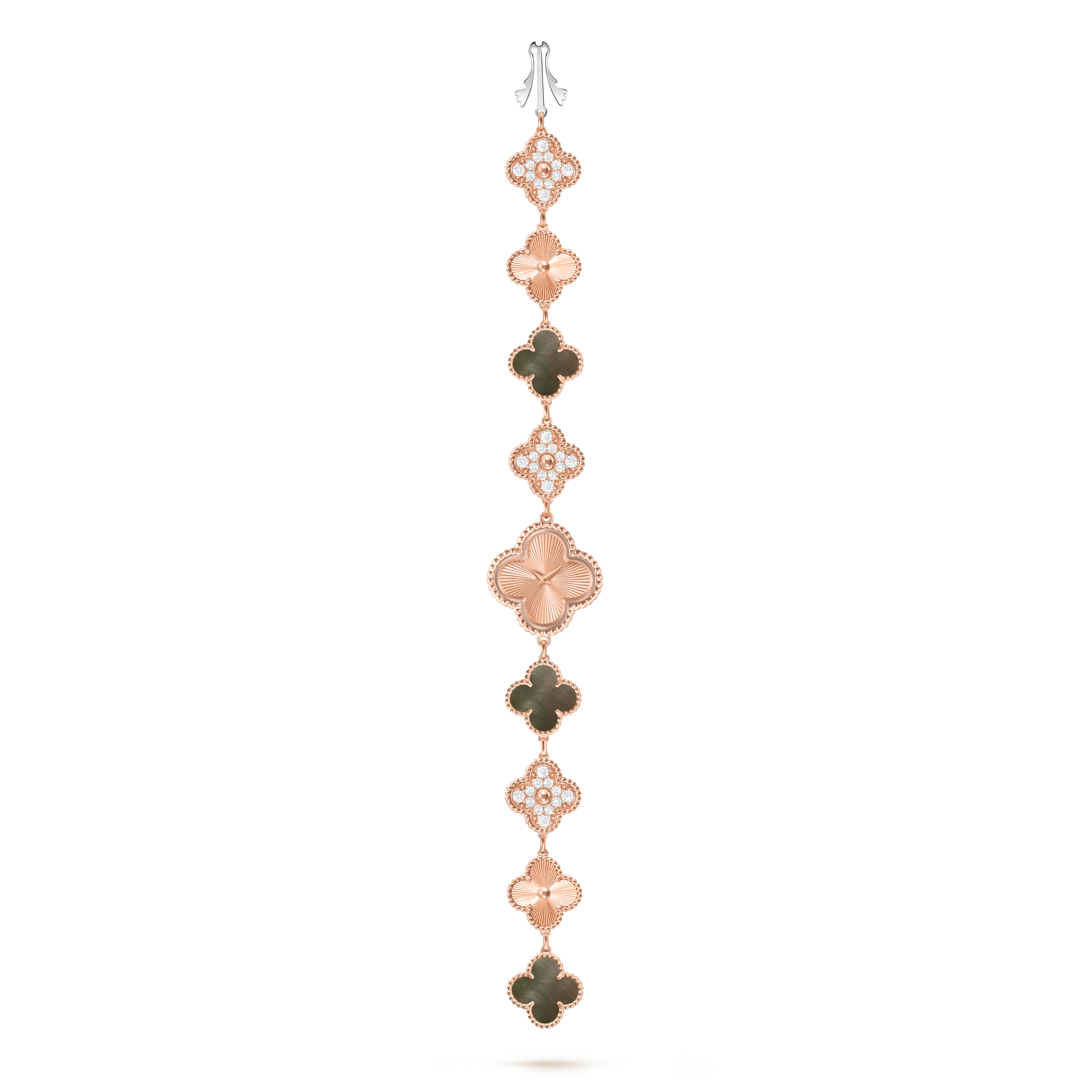 Relógio Sweet Alhambra, Ouro rosa 18 quilates, Diamante:  36 pedras,  1.42 quilate, Madrepérola:  3 pedras, Open, Watch - Van Cleef & Arpels