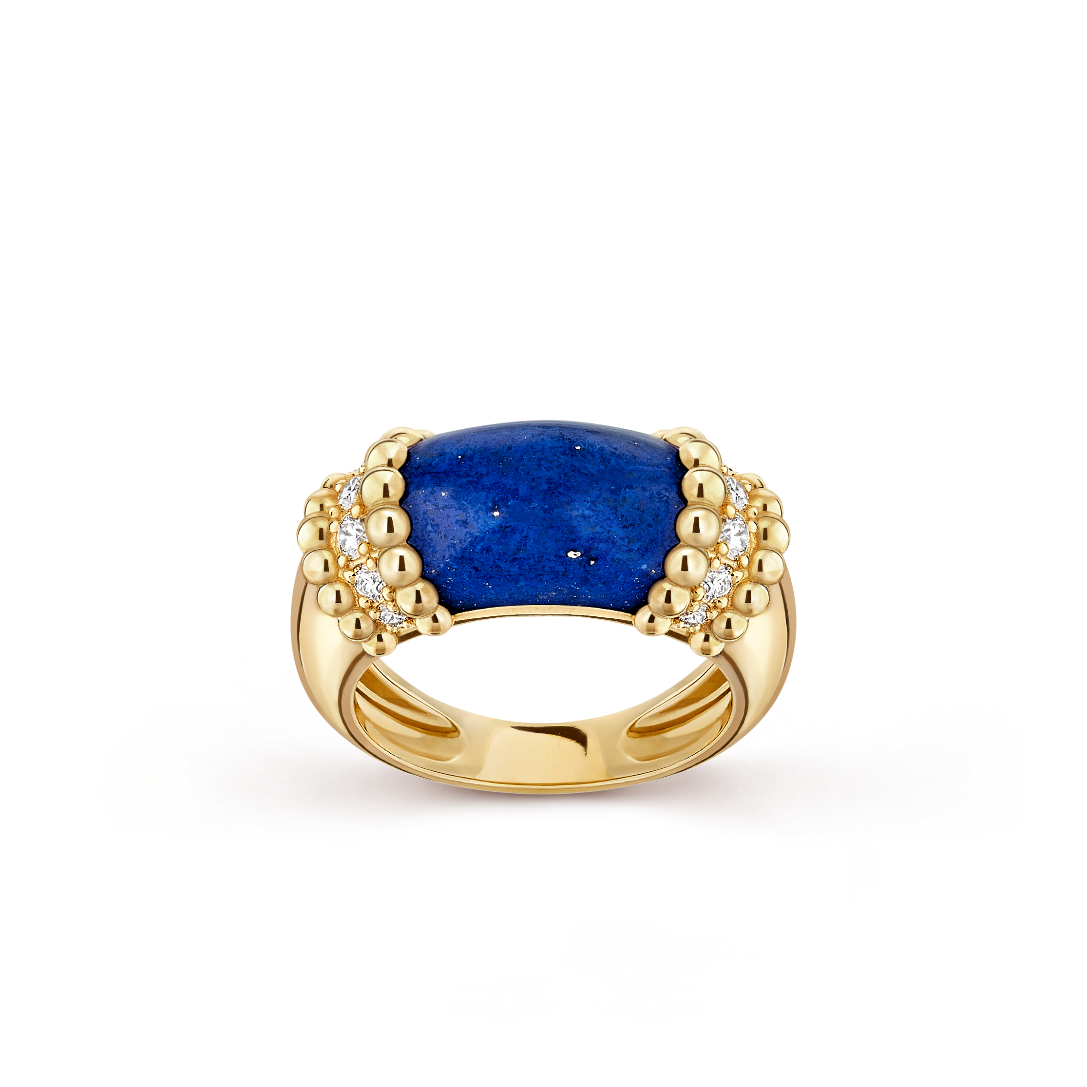Perlée couleurs戒指, 18K黃金, 鑽石:  12顆寶石,  0.29克拉, 青金石:  1顆寶石, Front, Jewelry Ring- Van Cleef & Arpels