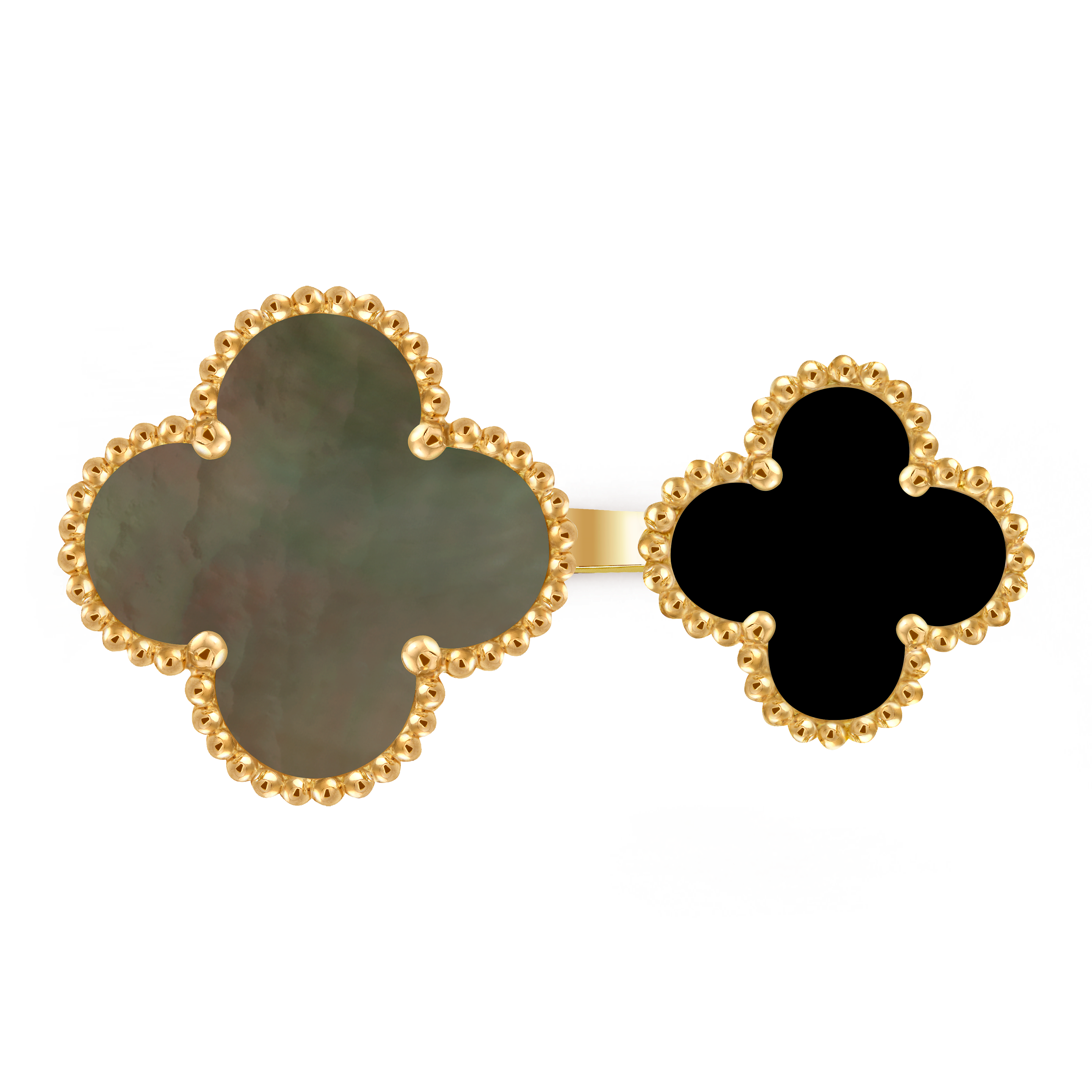 Magic Alhambra指间戒, 18K黄金, 珍珠母贝:  1 宝石, 缟玛瑙:  1 宝石, Top, Jewelry Ring_梵克雅宝_Van Cleef & Arpels