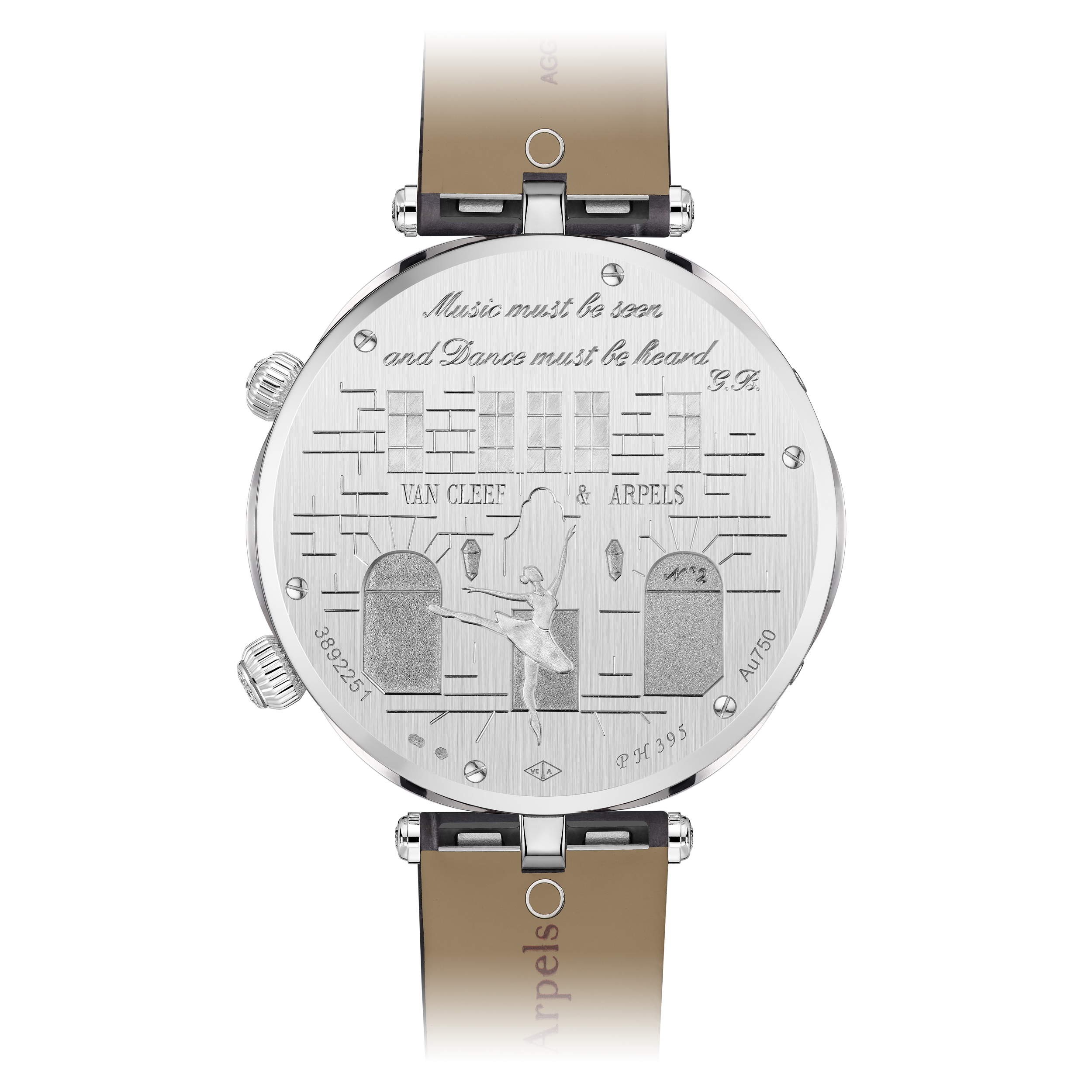 Lady Arpels Ballerine Musicale Diamant watch, 18K white gold, Diamond:  734 stones,  7.89 carats, Back, Watch - Van Cleef & Arpels