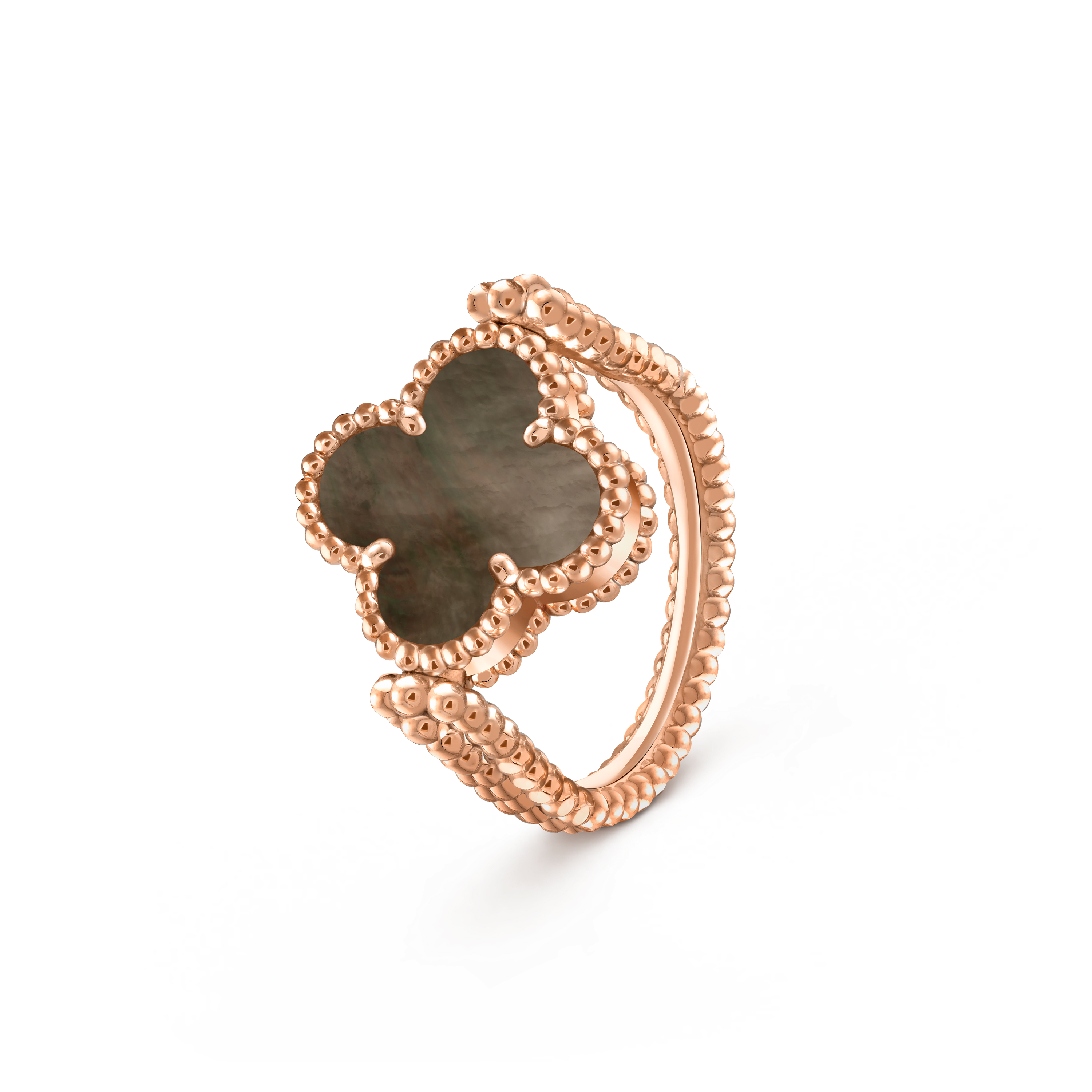 ヴィンテージ アルハンブラ リバーシブル リング, 18K ローズ ゴールド, ダイヤモンド:  1 石,  0.04 カラット, マザー オブ パール:  1 石, Three Fourth, Jewelry Ring - ヴァン クリーフ&アーペル - Van Cleef & Arpels