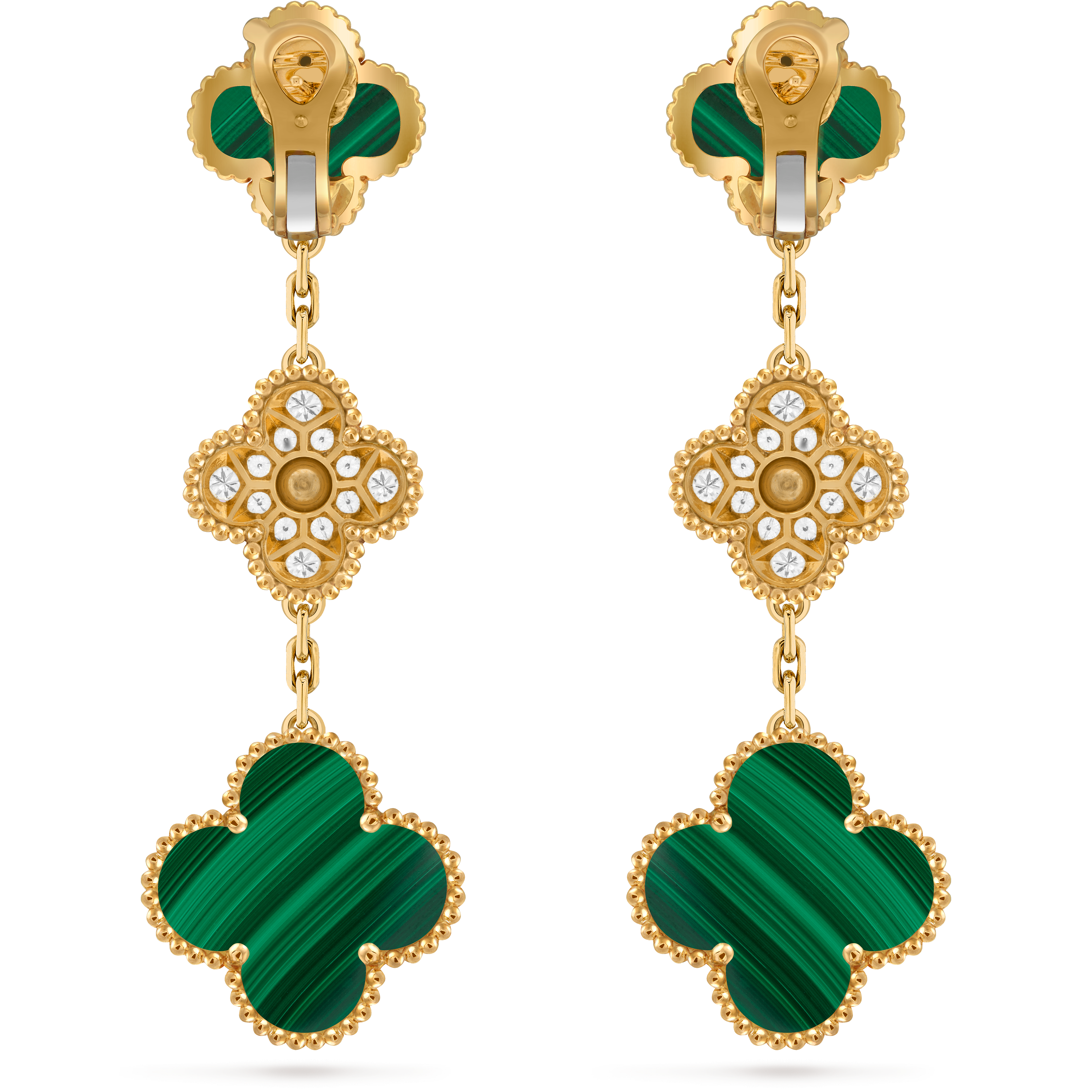 マジック アルハンブラ イヤリング、3モチーフ 18K イエロー