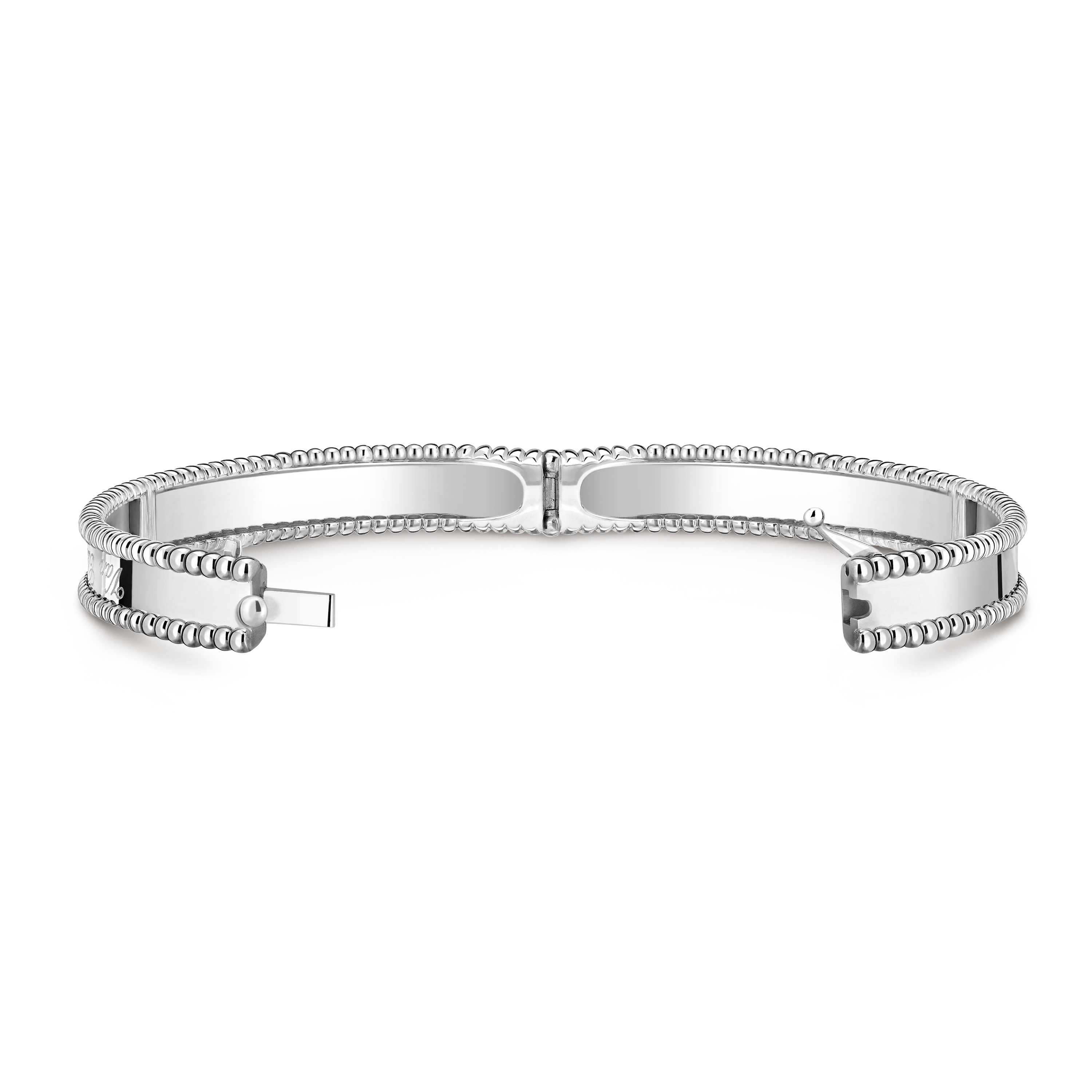 Perlée signature bracelet, extra large model, 18K white gold, Open, Jewelry Bracelet - Van Cleef & Arpels