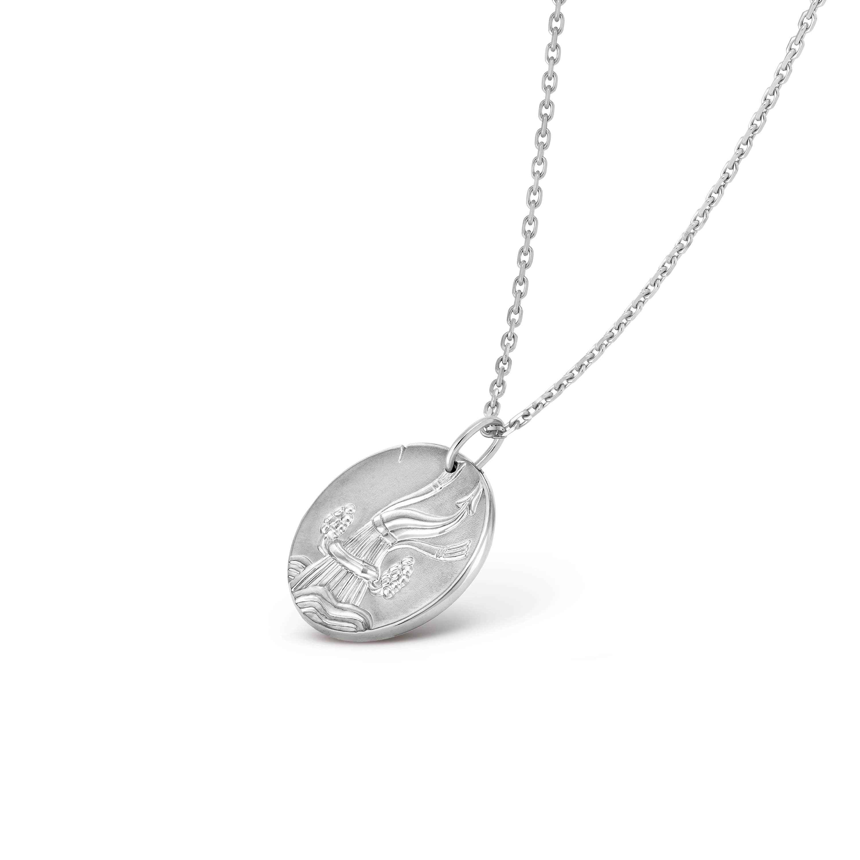 Zodiaque medal Aquarii (Aquarius), 18K white gold, Three Fourth, Jewelry Pendent - Van Cleef & Arpels
