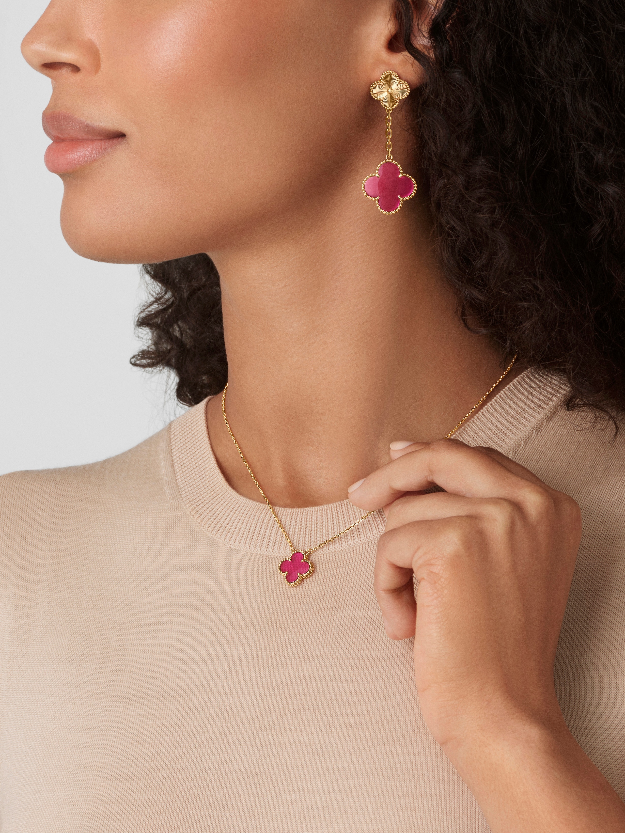 Magic Alhambra earrings, 2 motifs, 18K yellow gold, Worn Alternative, Jewelry Earrings - Van Cleef & Arpels