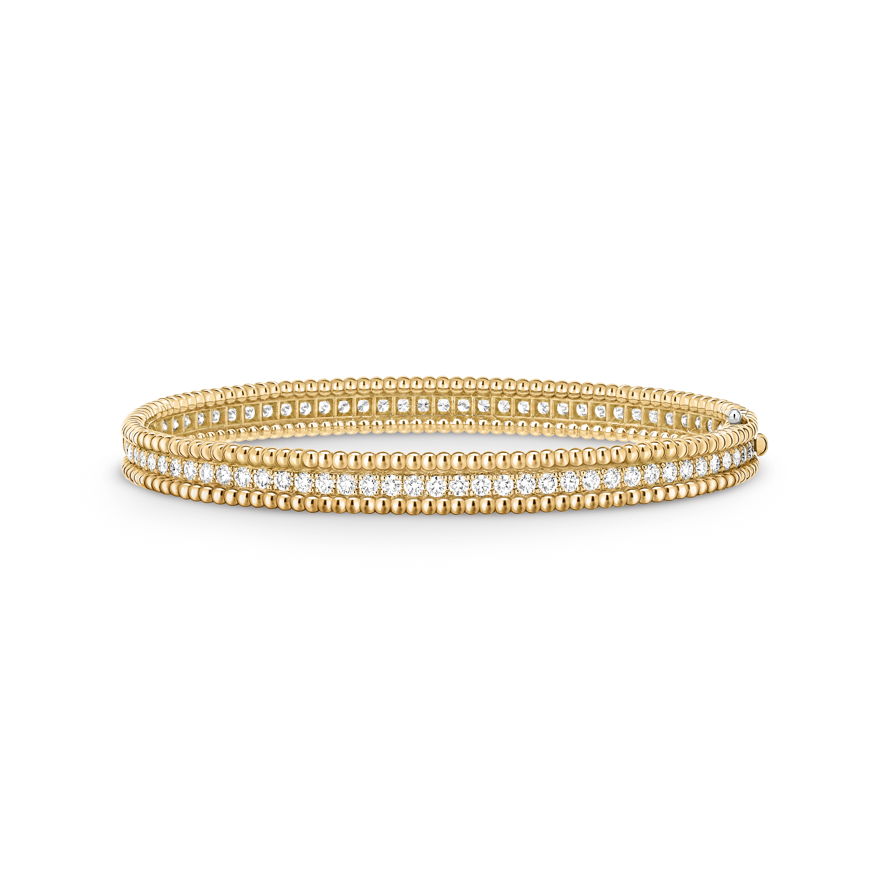 Perlée diamonds bracelet, 1 row, extra small model, 18K yellow gold, Diamond:  72 stones,  1.94 carats, Front, Jewelry Bracelet - Van Cleef & Arpels