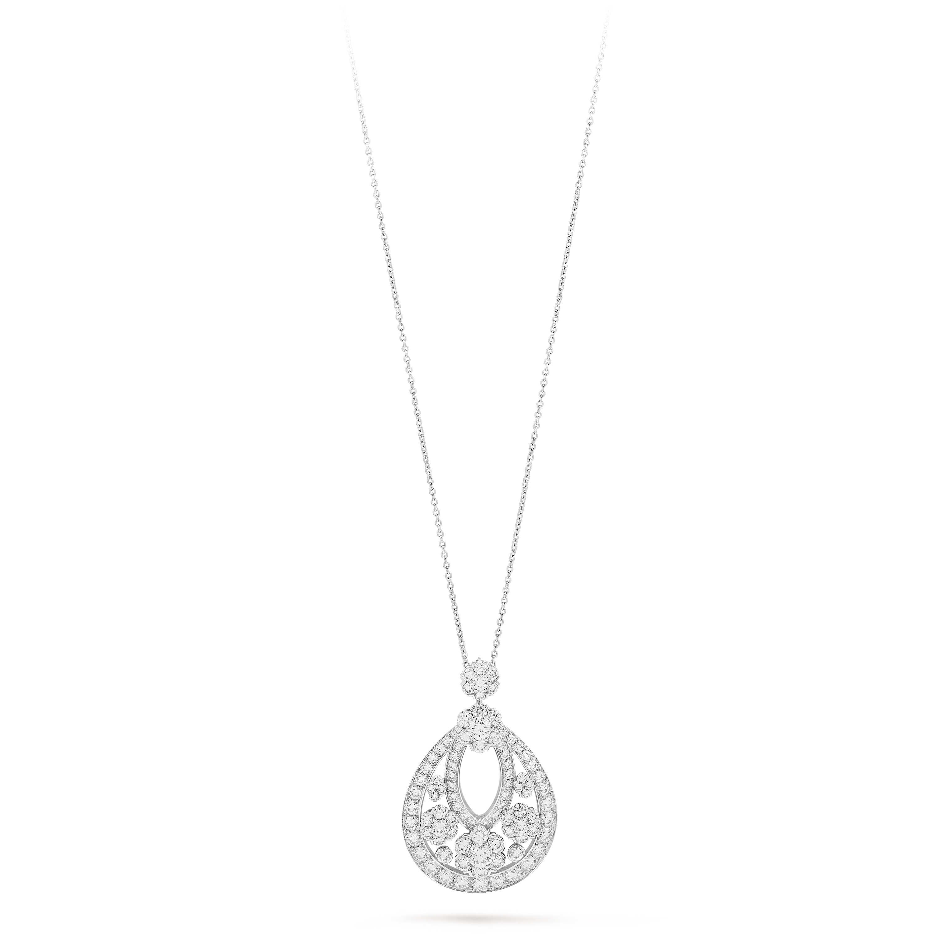Collana trasformabile Snowflake, Oro bianco 750/1000, Diamante:  619 pietre,  69.73 carati, Front, High Jewelry Necklace - Van Cleef & Arpels