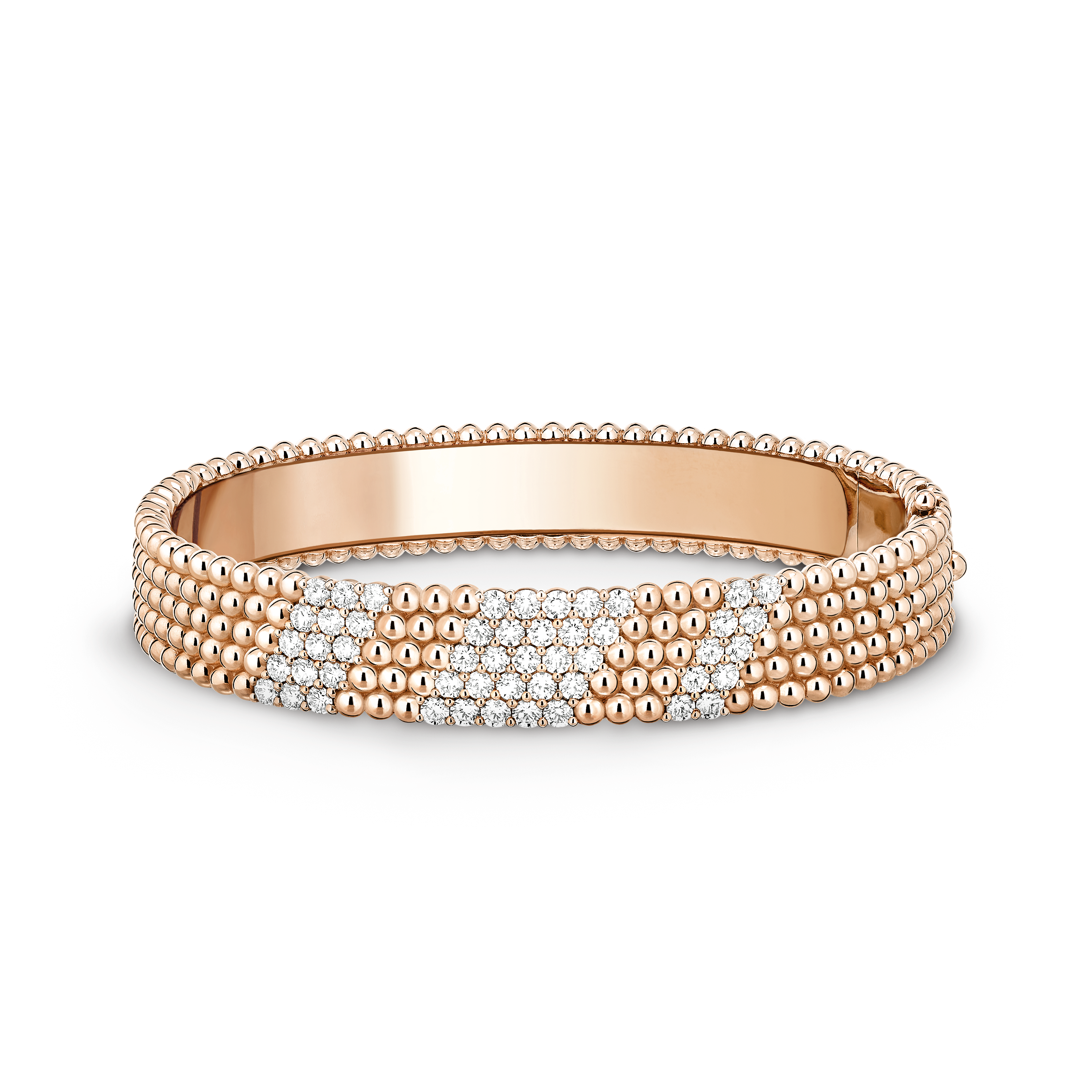 Perlée diamonds bracelet, 5 rows, extra large model, 18K rose gold, Diamond:  50 stones,  2.01 carats, Front, Jewelry Bracelet - Van Cleef & Arpels
