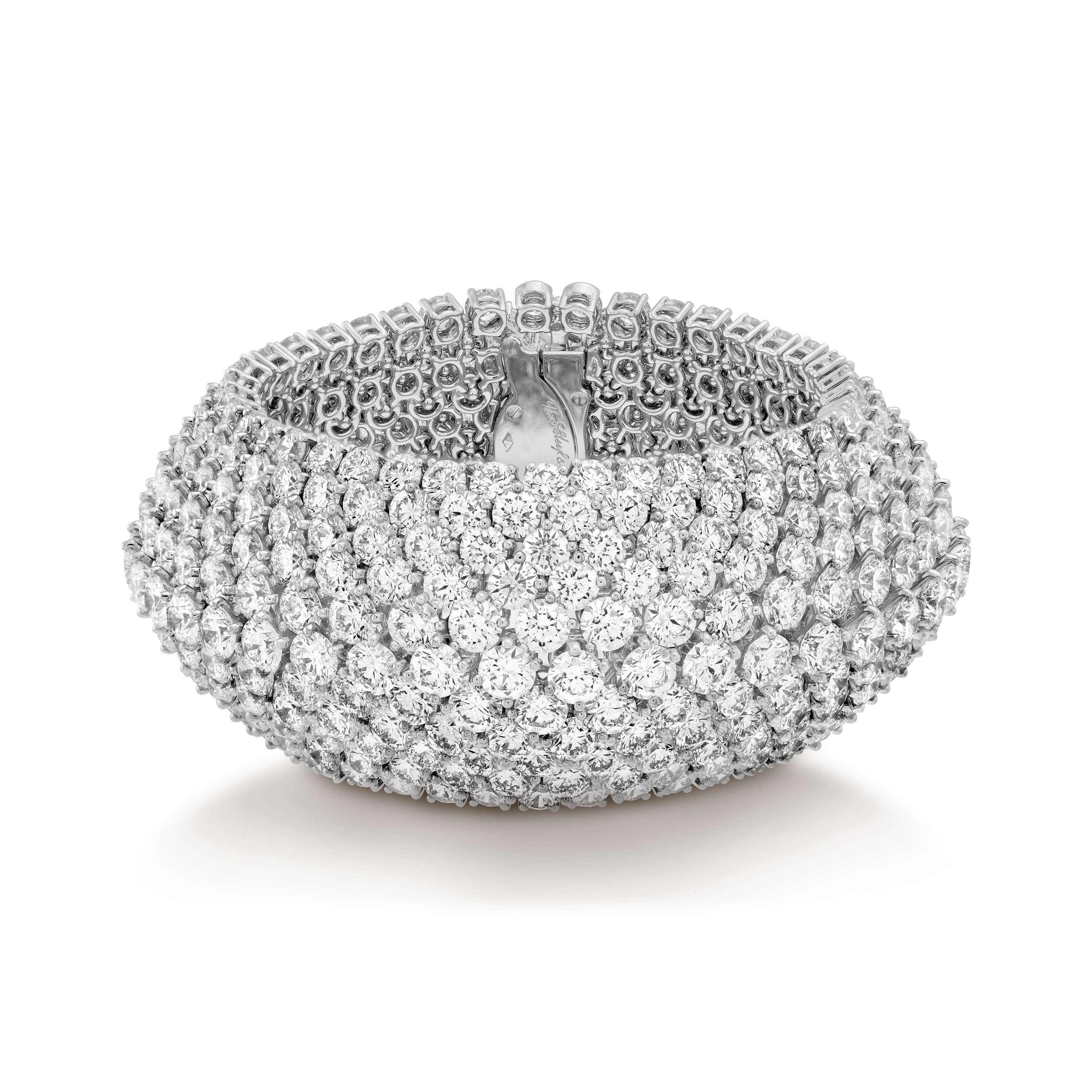 À Cheval 11-row bracelet, Or blanc 750/1000, Diamant:  440 pierres,  109.36 carats, Front, High Jewelry Bracelet - Van Cleef & Arpels