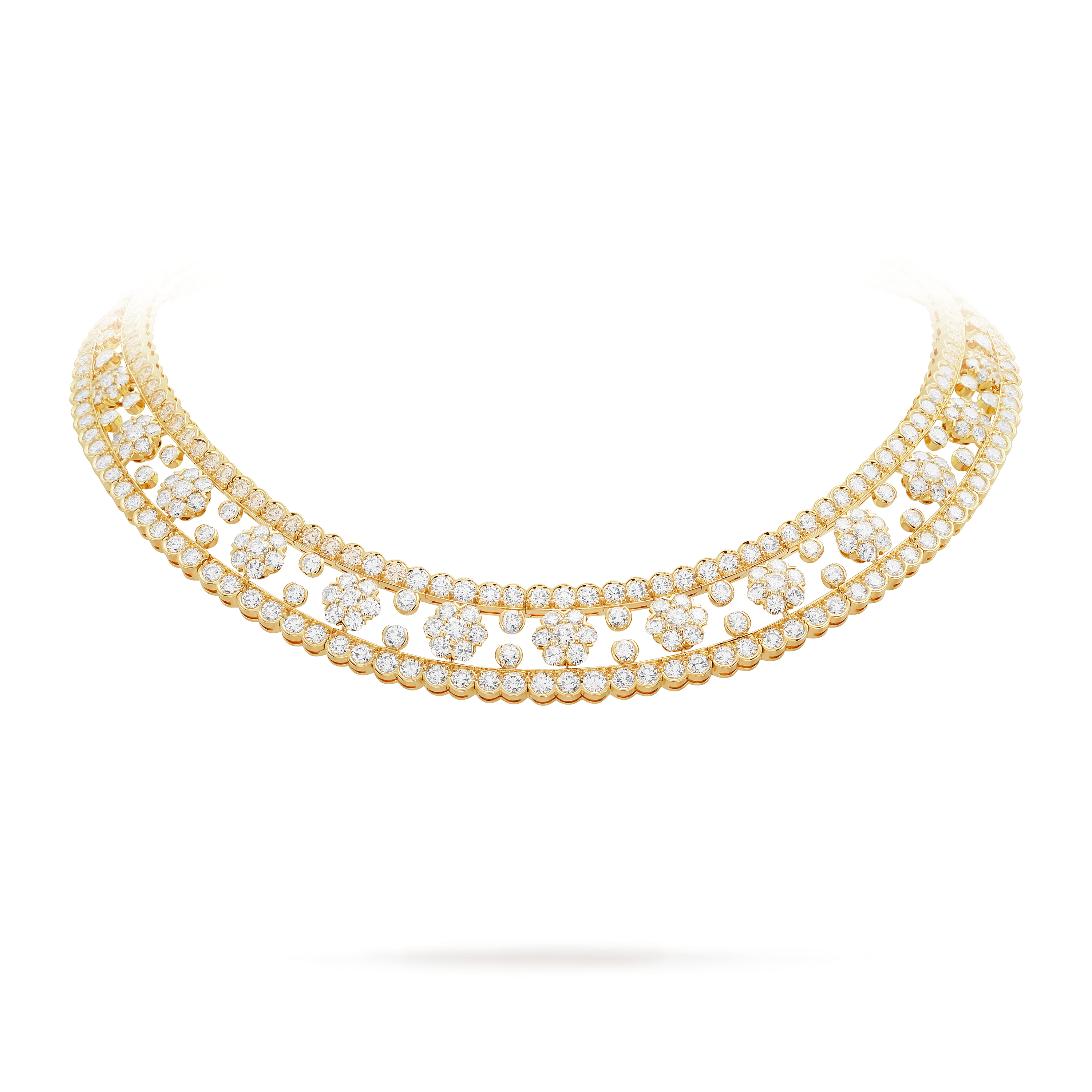 Collana Snowflake, Oro giallo 750/1000, Diamante:  367 pietre,  30.99 carati, On Stand, High Jewelry Necklace - Van Cleef & Arpels