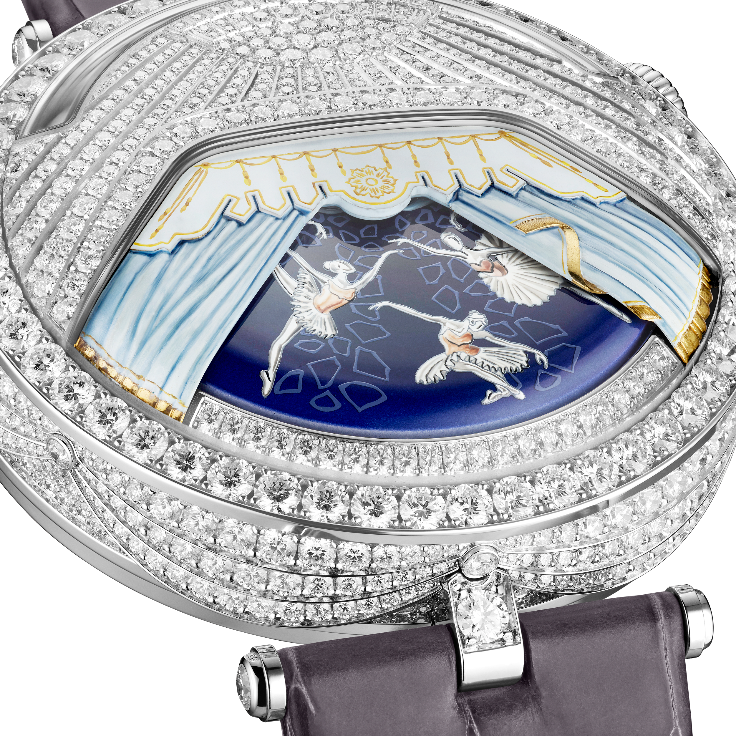 Lady Arpels Ballerine Musicale Diamant watch, 18K white gold, Diamond:  734 stones,  7.89 carats, Detail, Watch - Van Cleef & Arpels