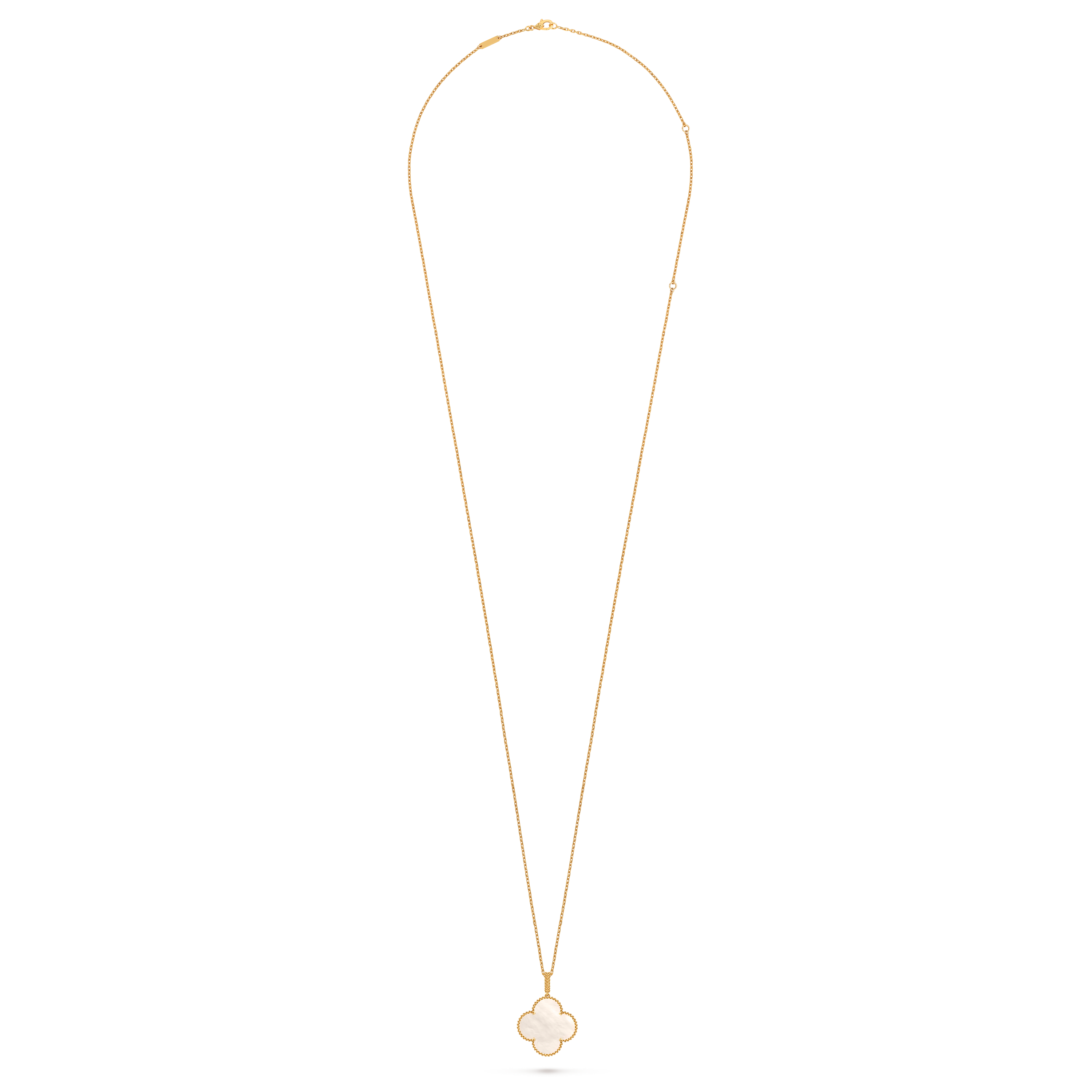 Magic Alhambra long necklace, 1 motif, 18K yellow gold, Mother-of-pearl:  1 stone, Detail Alternative, Jewelry Long Necklace - Van Cleef & Arpels