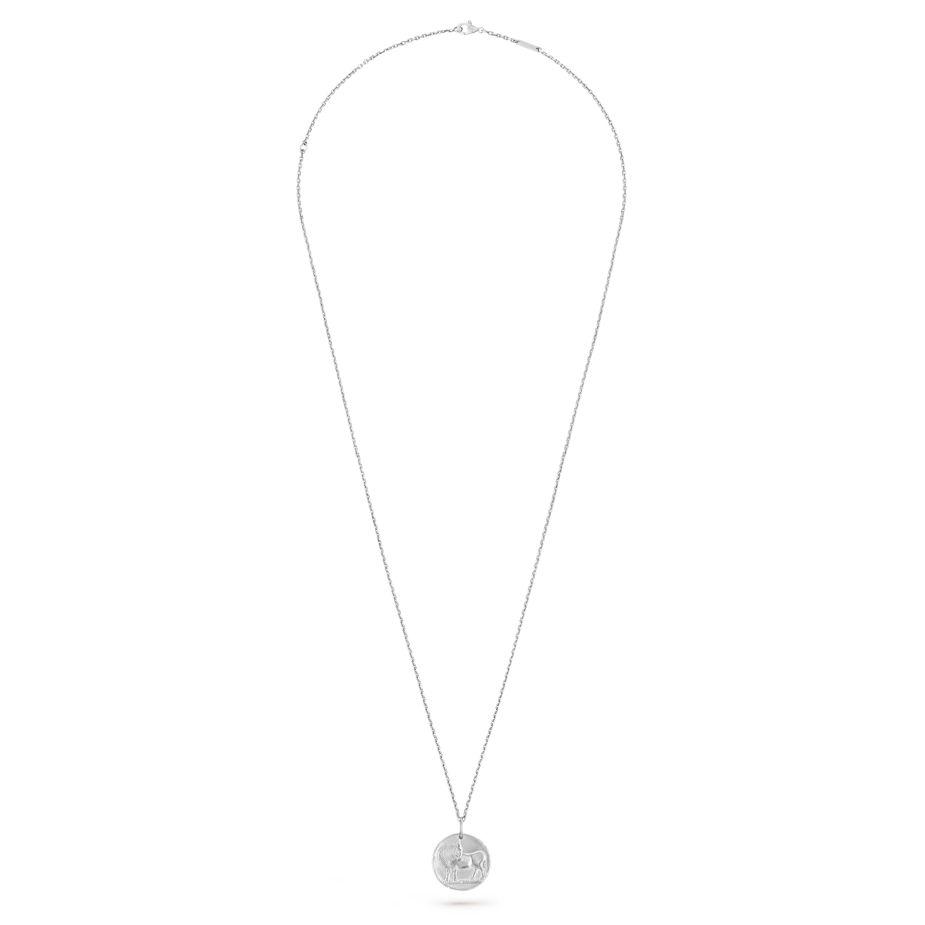 Zodiaque medal Tauri (Taurus), 18K white gold, Front, Jewelry Pendent - Van Cleef & Arpels