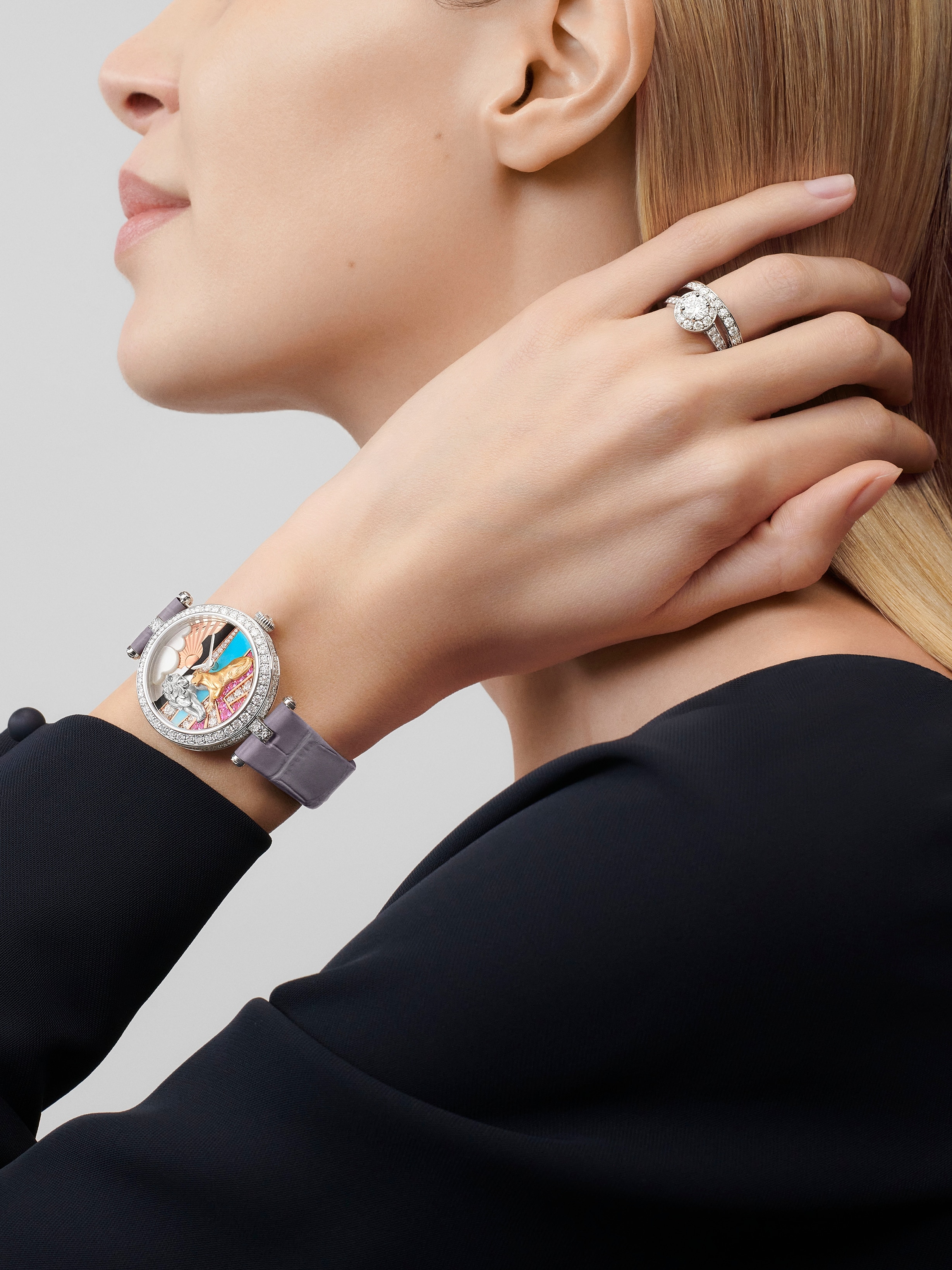 خاتم سوليتير إيكون، 0.70 قيراط فئة EVVS2, بلاتين, ماس:  25 أحجار,  1.36 الوزن, Worn Alternative, Jewelry Ring - Van Cleef & Arpels