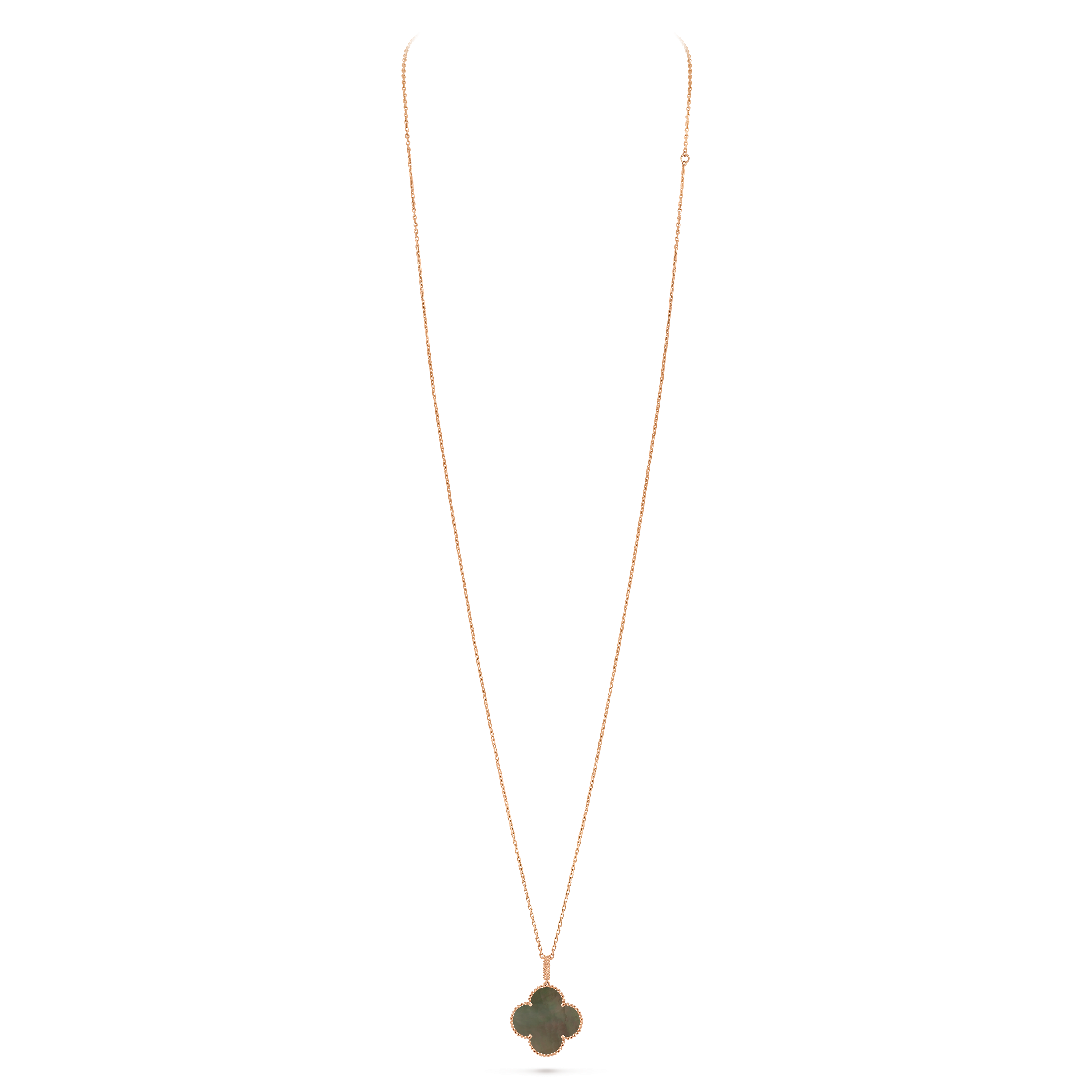 Magic Alhambra长项链,1枚主题图案, 18K玫瑰金, 珍珠母贝:  1 宝石, Close Up, Jewelry Long Necklace_梵克雅宝_Van Cleef & Arpels