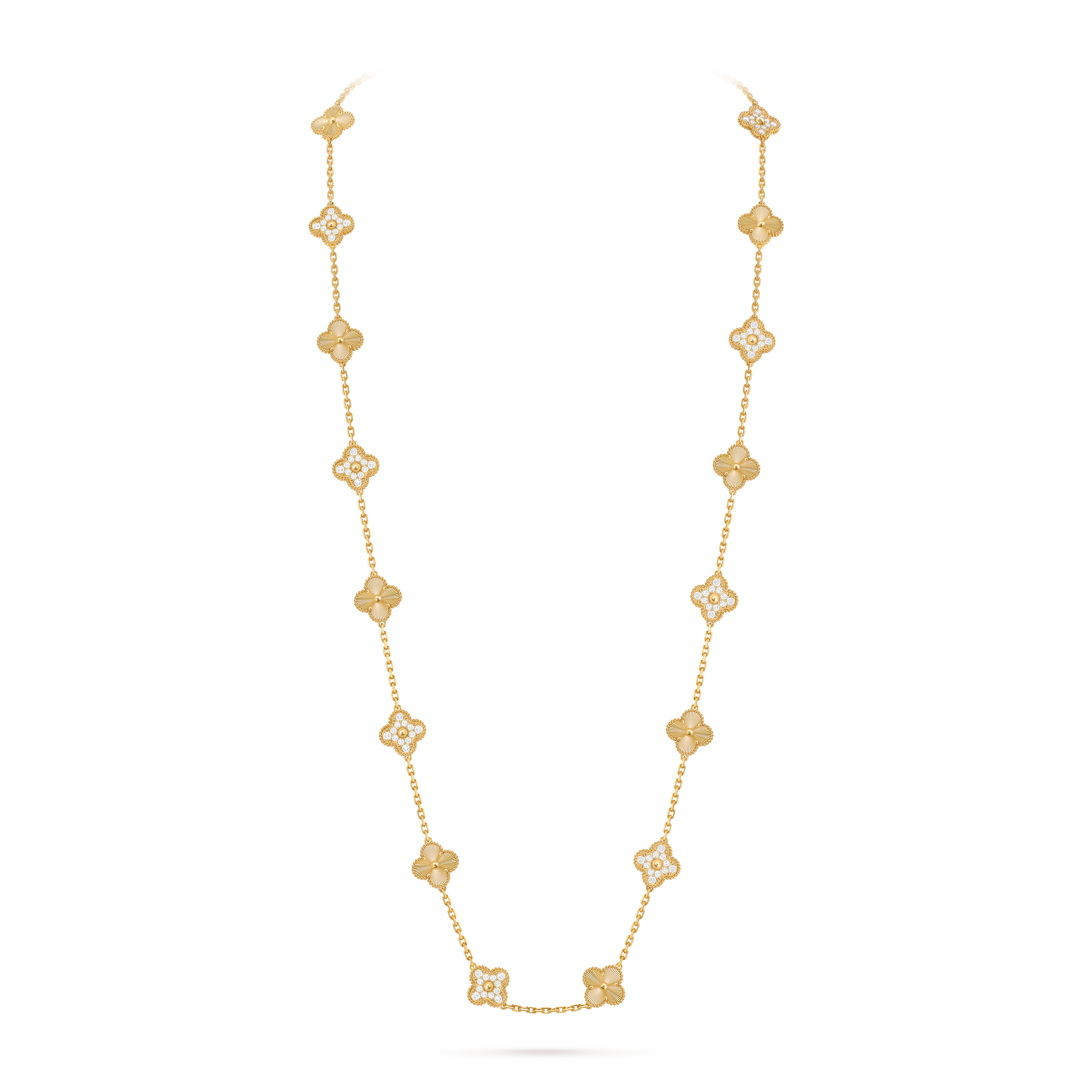 ヴィンテージ アルハンブラ ロングネックレス、20モチーフ 18K