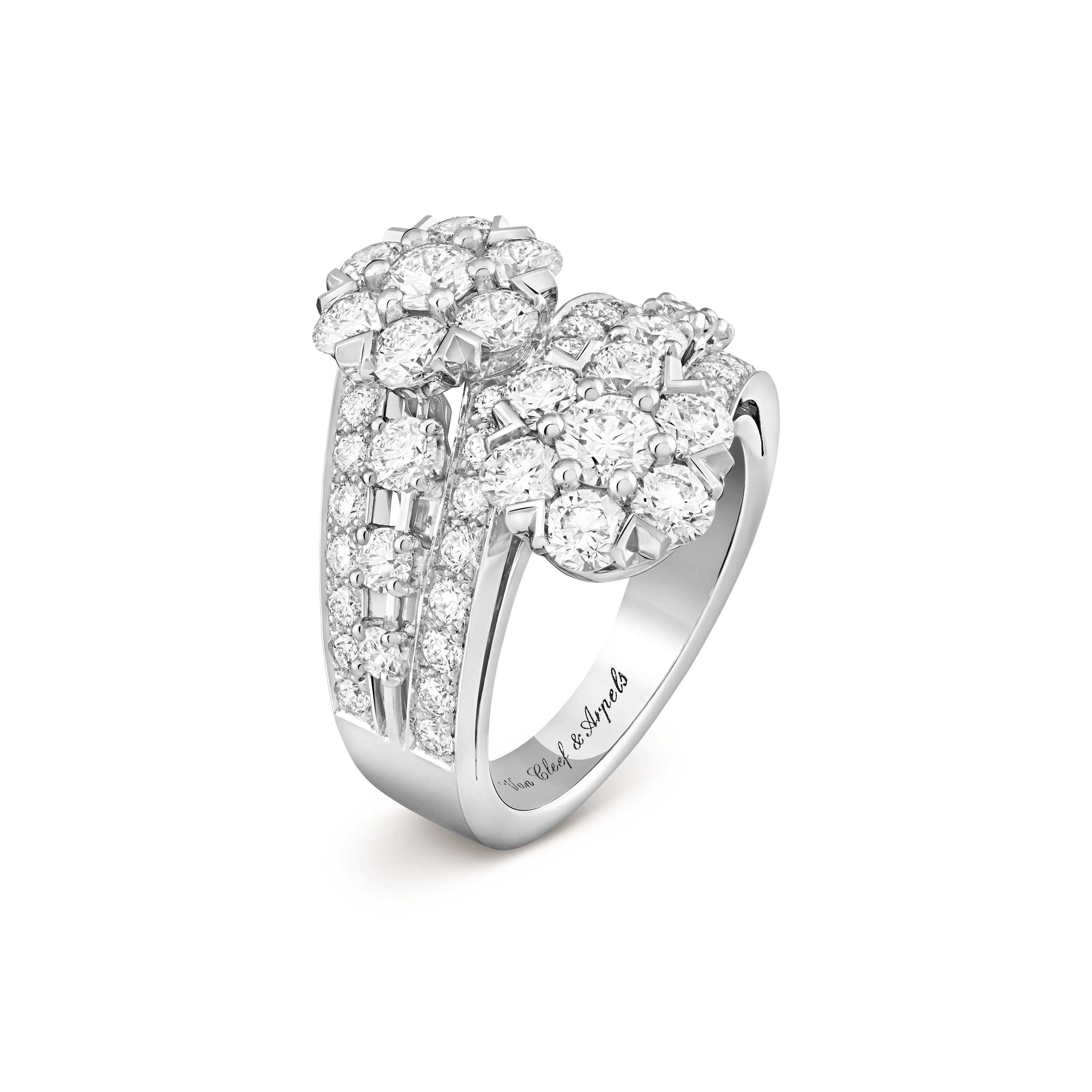 Snowflake ring, 18K white gold, Diamond:  50 stones,  3 carats, Three Fourth, High Jewelry Ring - Van Cleef & Arpels