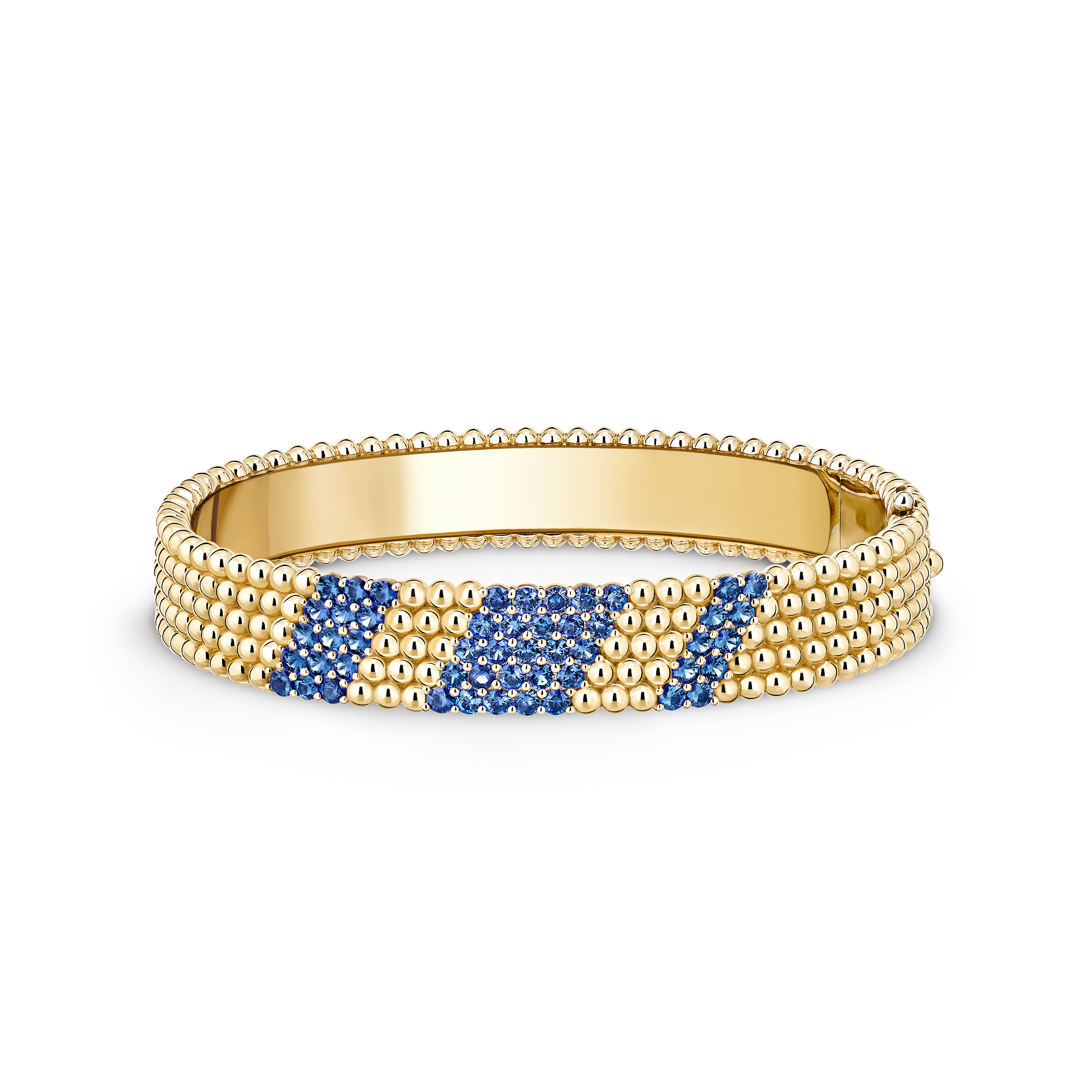 뻬를리 컬러 브레이슬릿, 5개 로우, 미디엄 모델, 18K 옐로우 골드, 사파이어:  스톤 50개,  2.5캐럿, Front, Jewelry Bracelet - Van Cleef & Arpels