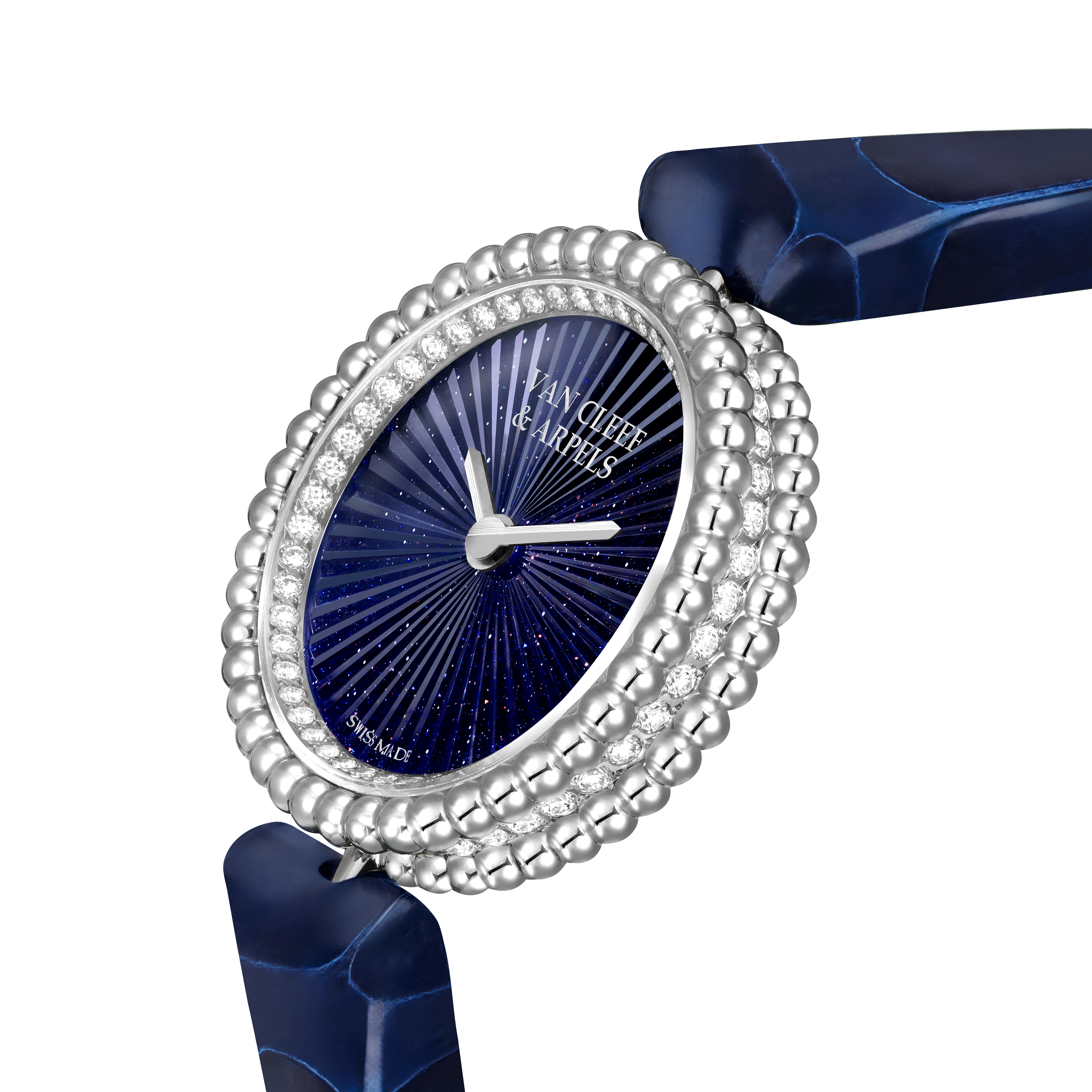 Perlée腕表，23毫米, 18K白金, 钻石:  121颗,  0.62 克拉, Three Fourth, Watch_梵克雅宝_Van Cleef & Arpels