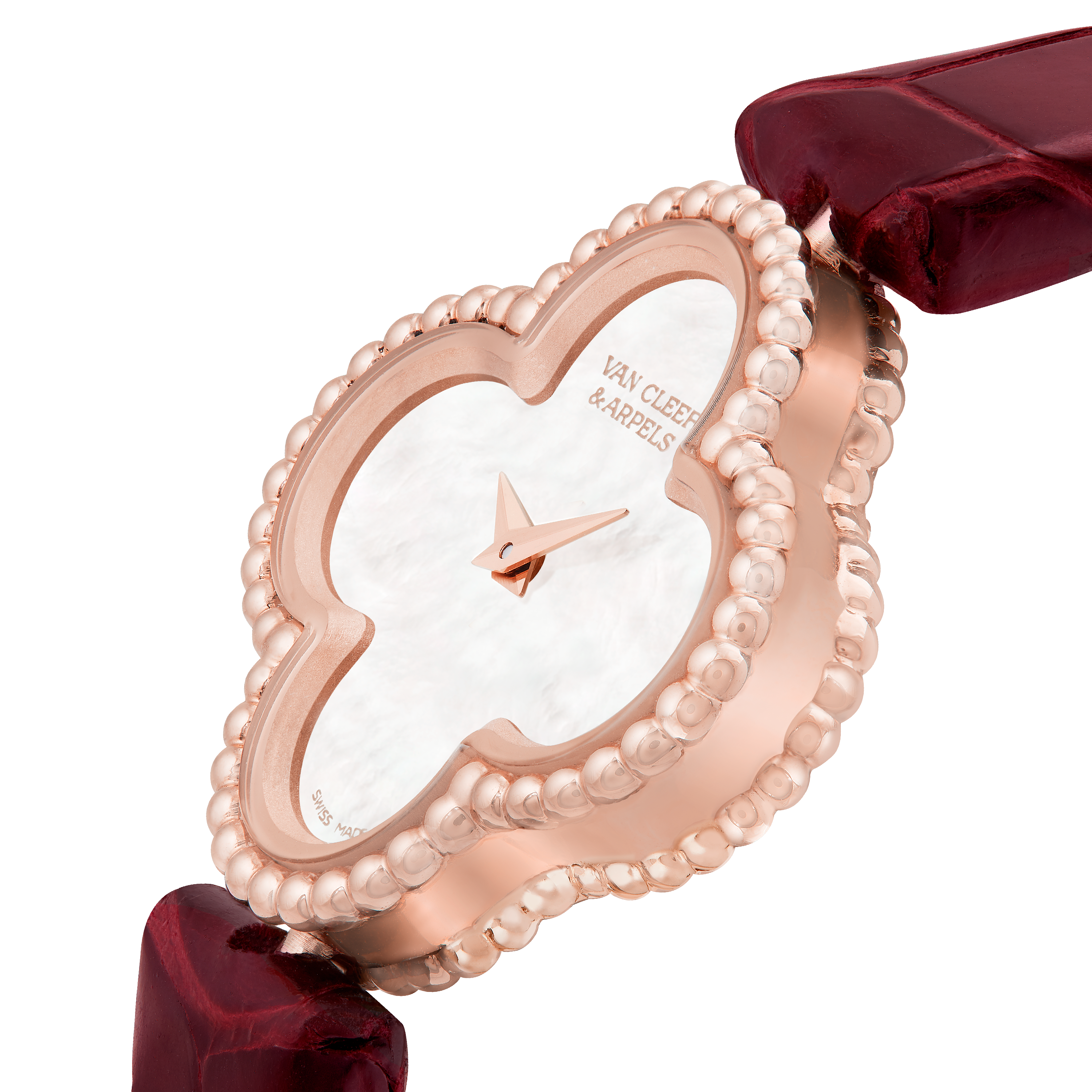 Sweet Alhambra watch, 18K rose gold, Mother-of-pearl:  1 stone, Three Fourth, Watch - Van Cleef & Arpels