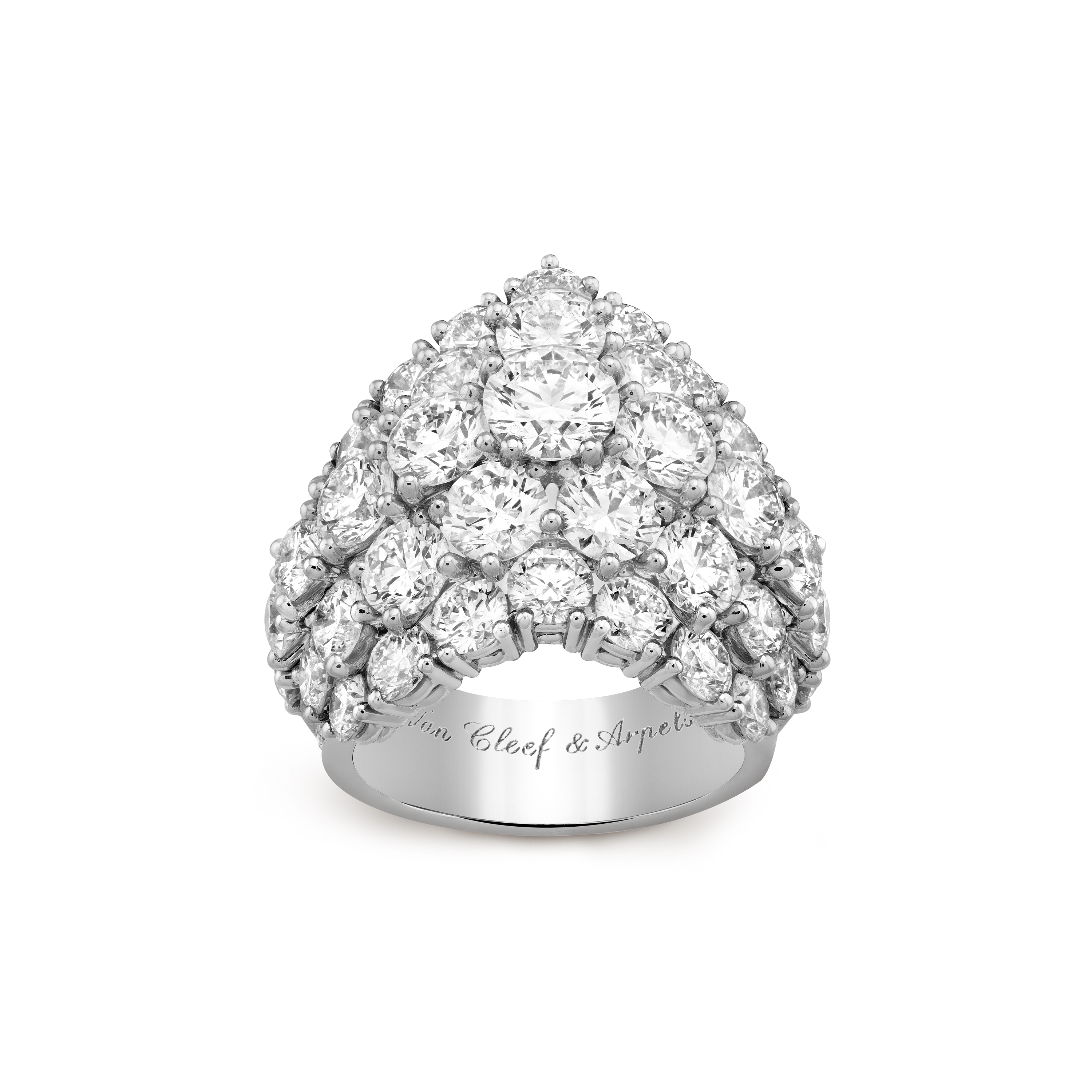 Anello À Cheval, Oro bianco 750/1000, Diamante:  56 pietre,  9.15 carati, Front, High Jewelry Ring - Van Cleef & Arpels