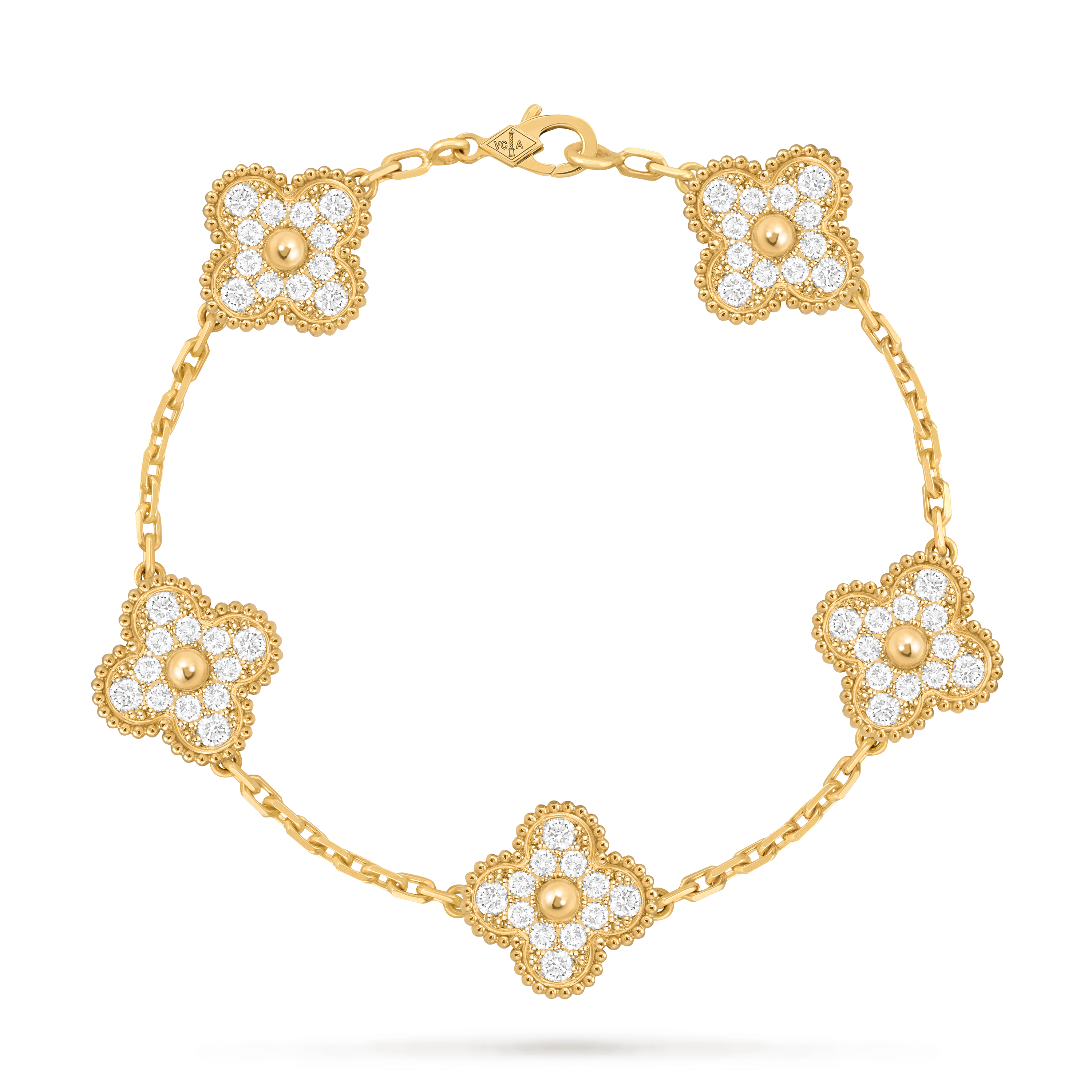 ヴィンテージ アルハンブラ ブレスレット、5モチーフ 18K