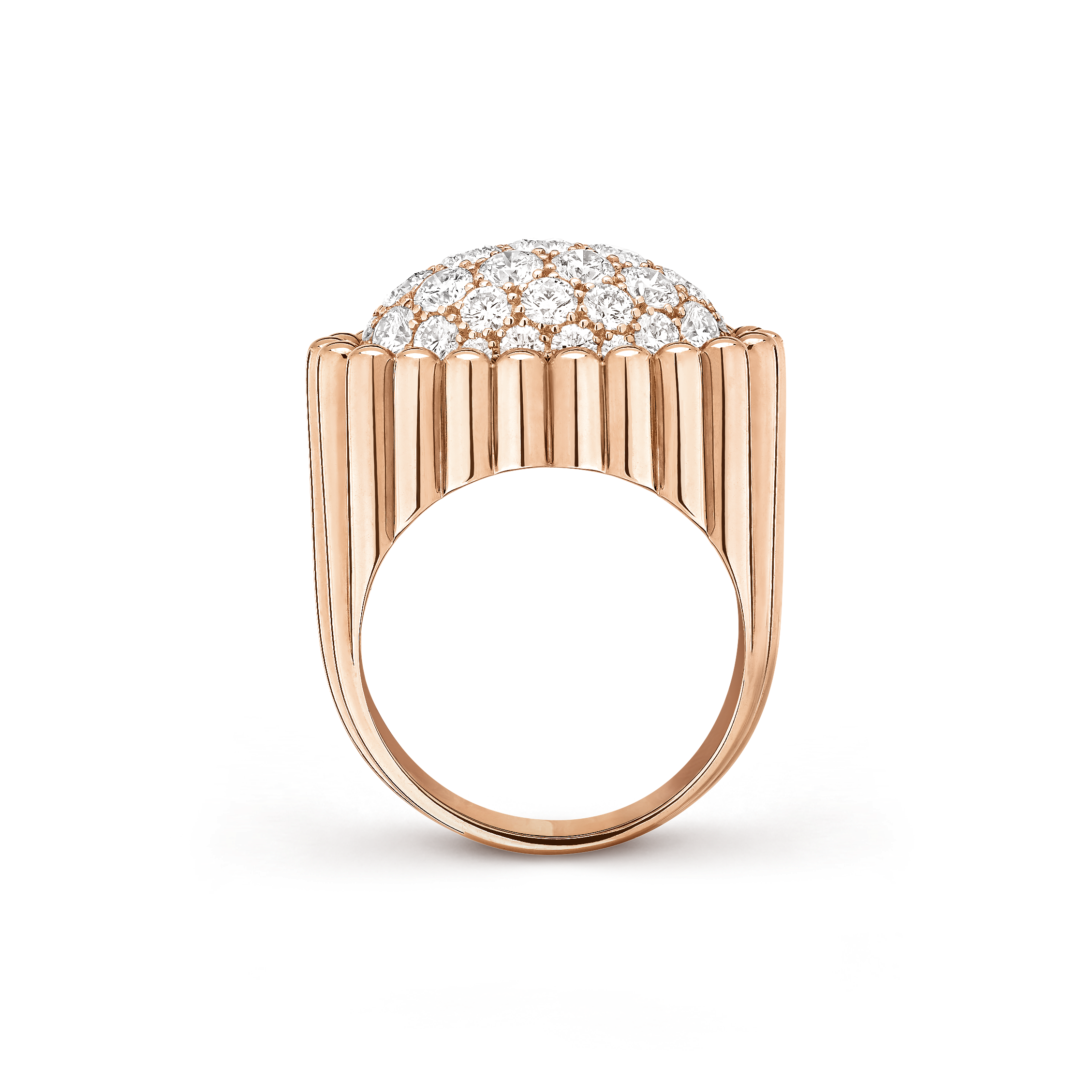 ペルレ ダイヤモンド パヴェ リング, 18K ローズ ゴールド, ダイヤモンド:  37 石,  2.27 カラット, Profile, Jewelry Ring - ヴァン クリーフ&アーペル - Van Cleef & Arpels