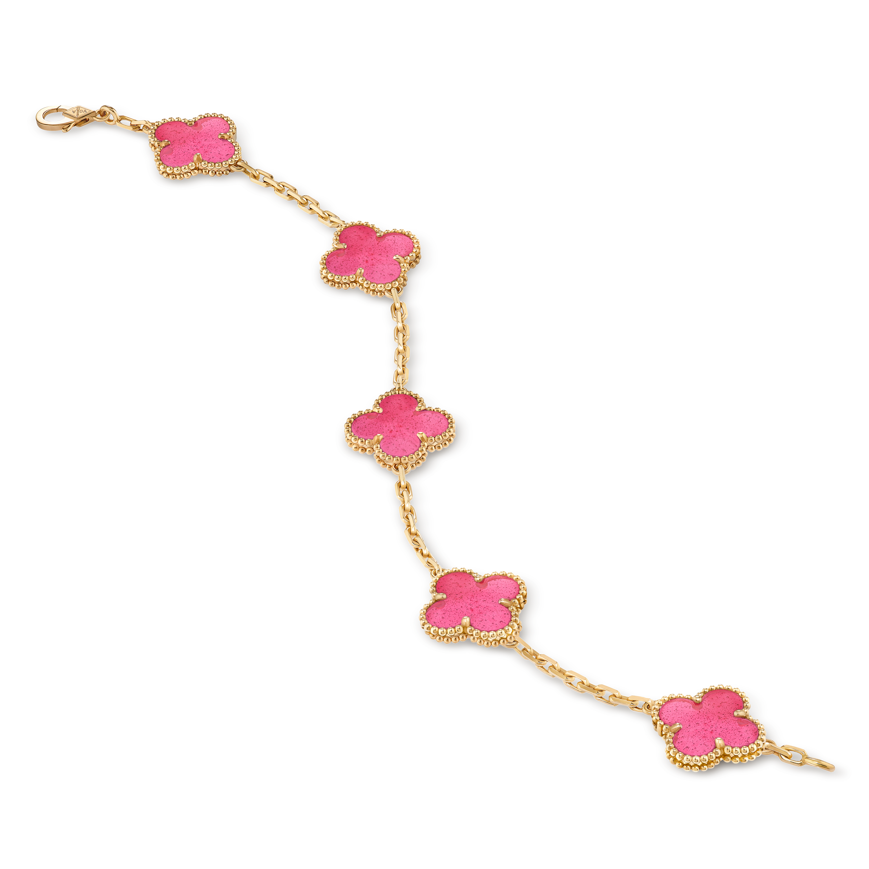 Vintage Alhambra bracelet, 5 motifs, 18K yellow gold, Close Up, Jewelry Bracelet - Van Cleef & Arpels