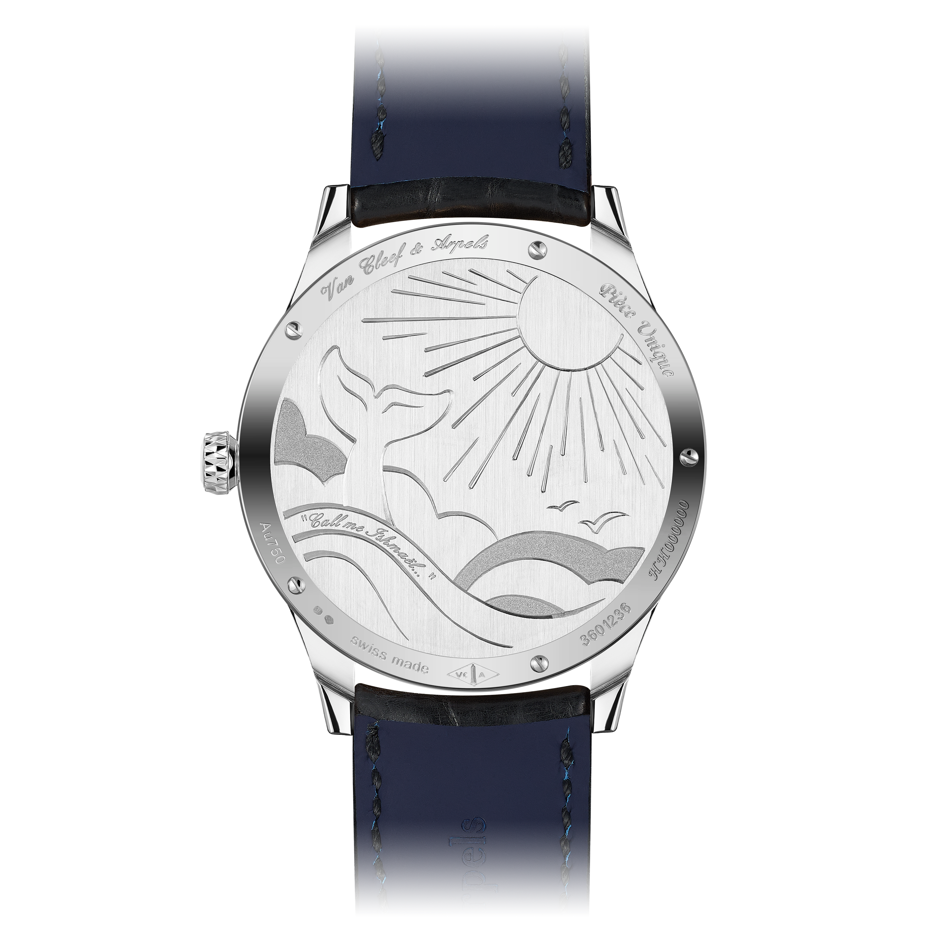 Midnight Ismaël watch, 18K white gold, Diamond:  55 stones,  0.27 carat, Back, Watch - Van Cleef & Arpels