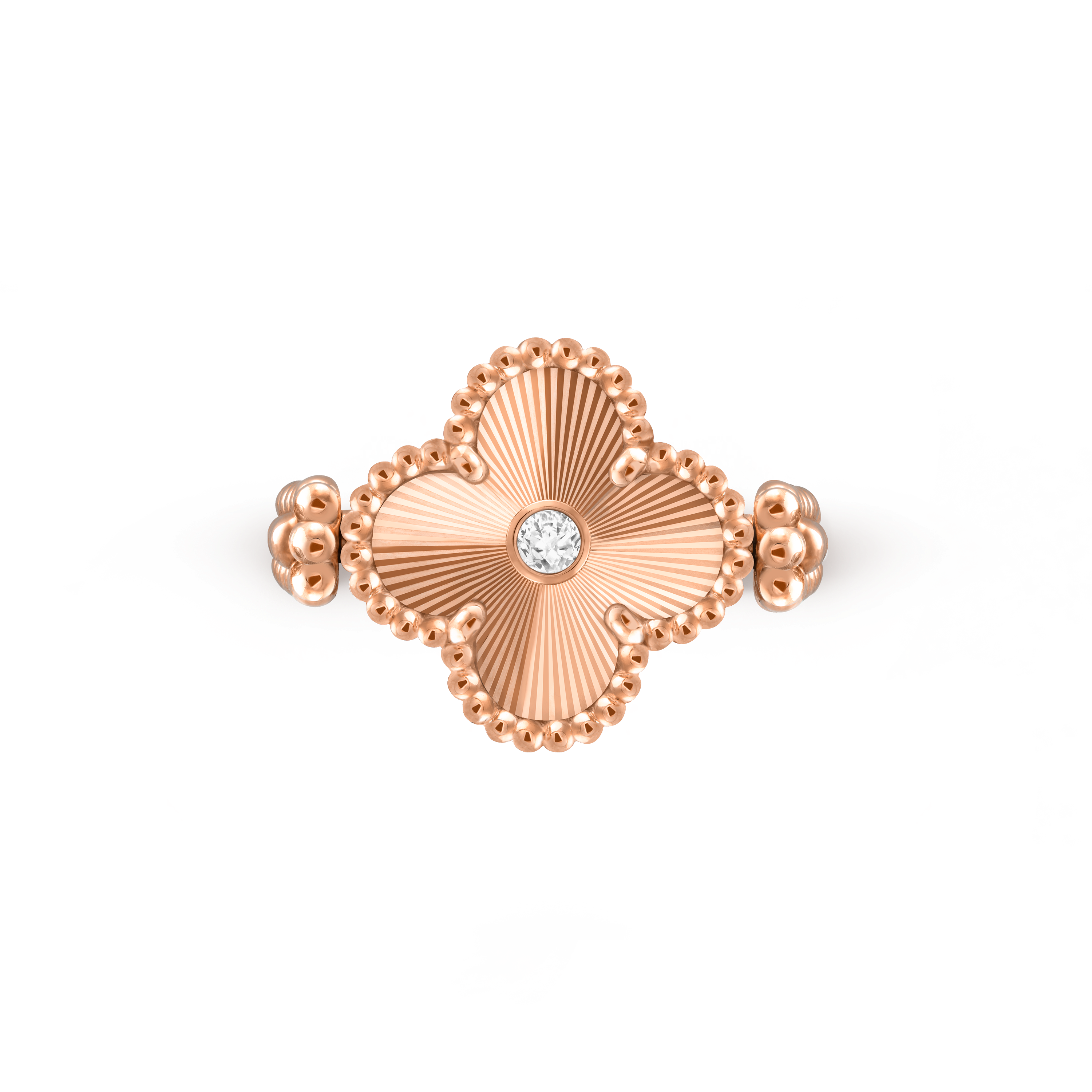 ヴィンテージ アルハンブラ リバーシブル リング, 18K ローズ ゴールド, ダイヤモンド:  1 石,  0.04 カラット, マザー オブ パール:  1 石, Top, Jewelry Ring - ヴァン クリーフ&アーペル - Van Cleef & Arpels