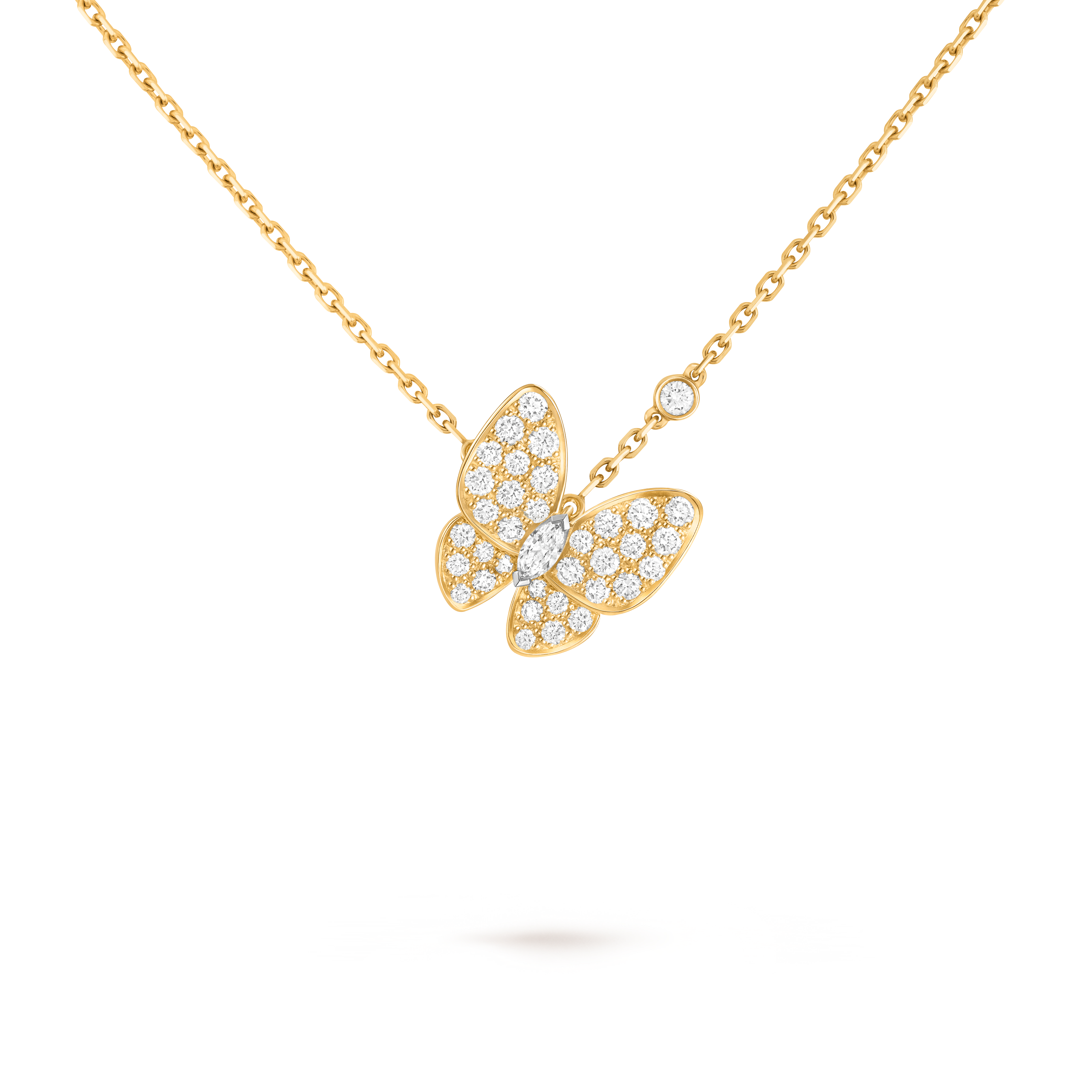 Two Butterfly pendant, 18K yellow gold, 18K white gold, Diamond:  36 stones,  0.88 carat, Detail, Jewelry Pendent - Van Cleef & Arpels