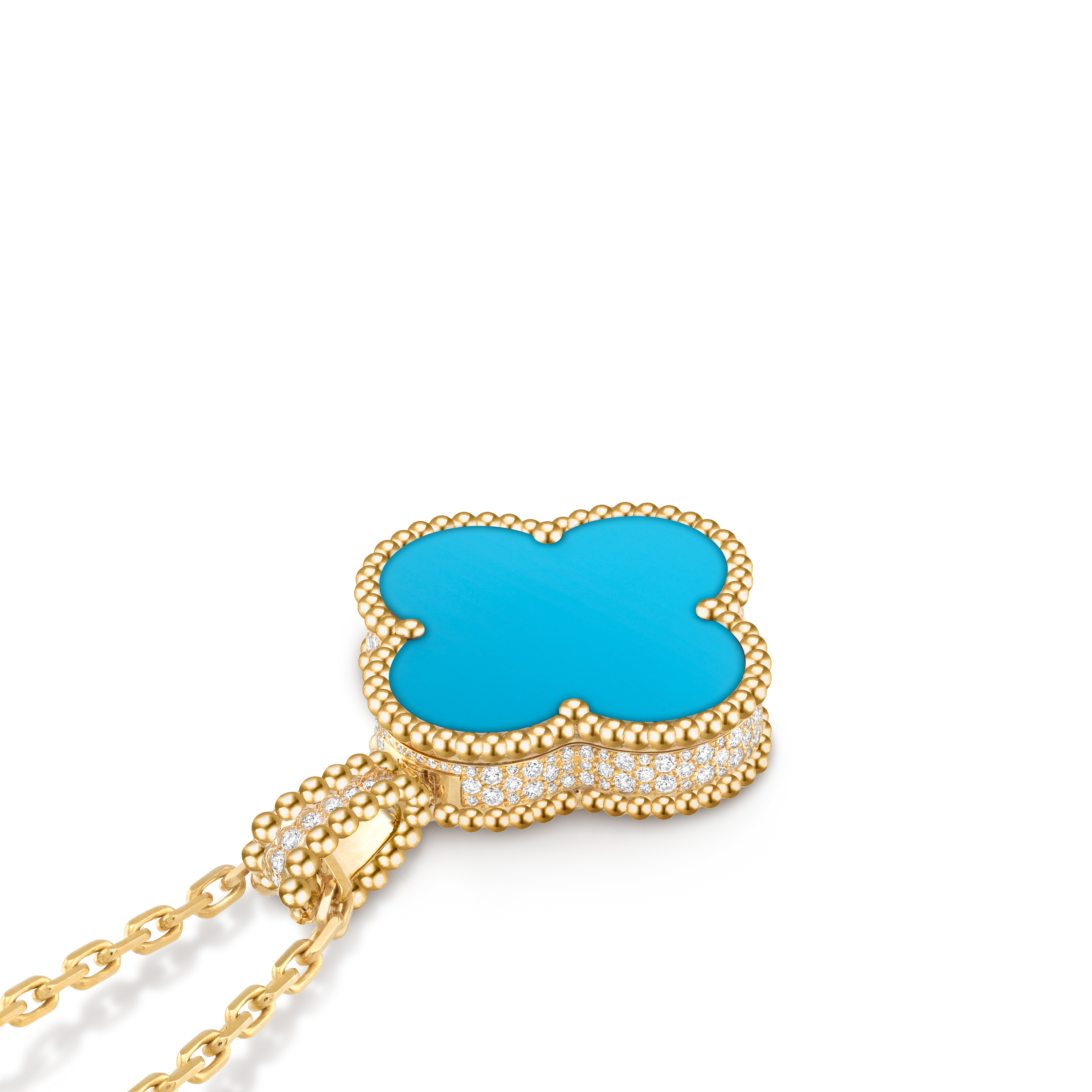 Alhambra secret pendant watch 18K yellow gold, Diamond