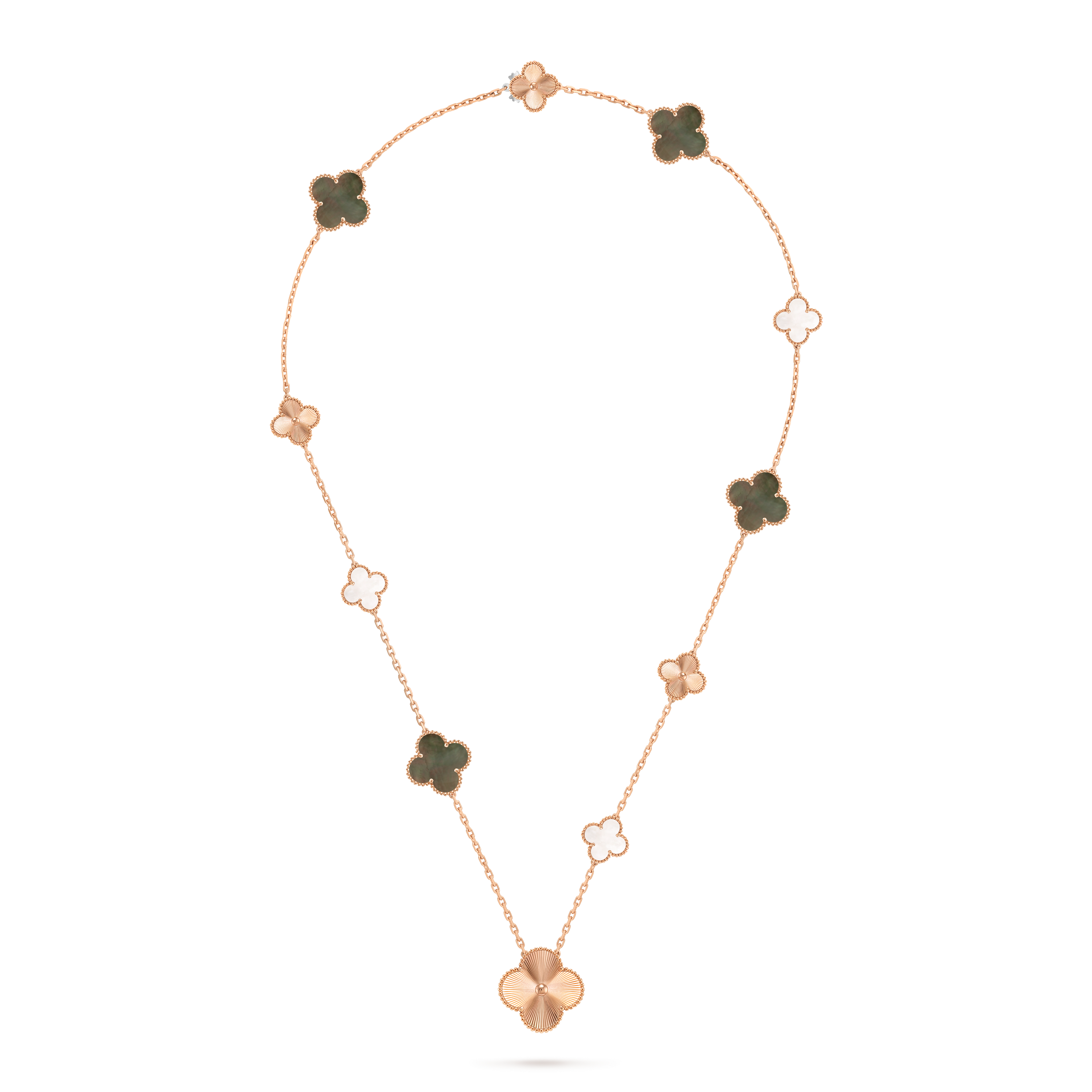 マジック アルハンブラ トランスフォーマブル ロングネックレス、15モチーフ, 18K ローズ ゴールド, マザー オブ パール:  11 石, Detail Alternative, Jewelry Long Necklace - ヴァン クリーフ&アーペル - Van Cleef & Arpels