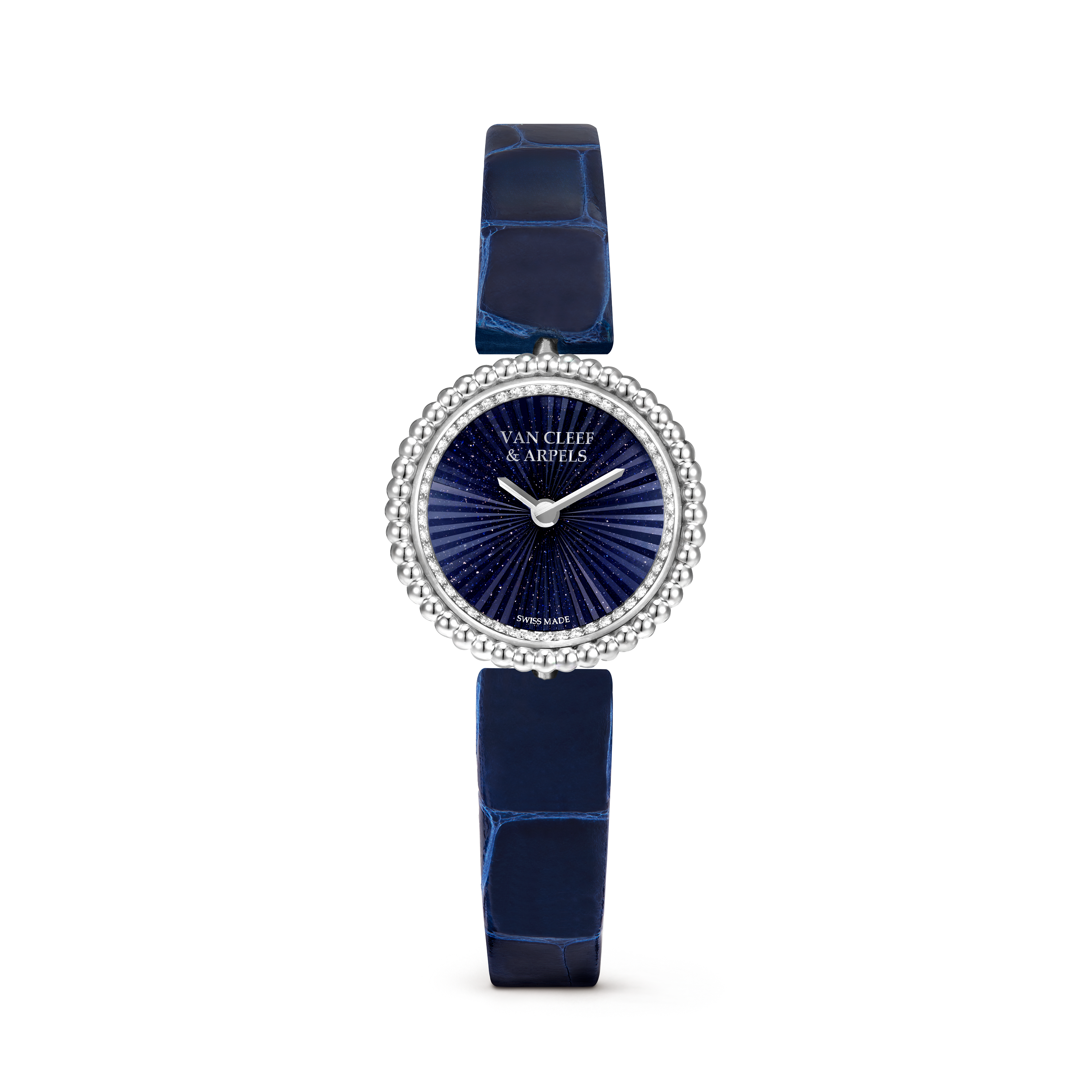 Perlée腕表，23毫米, 18K白金, 钻石:  121颗,  0.62 克拉, Front, Watch_梵克雅宝_Van Cleef & Arpels